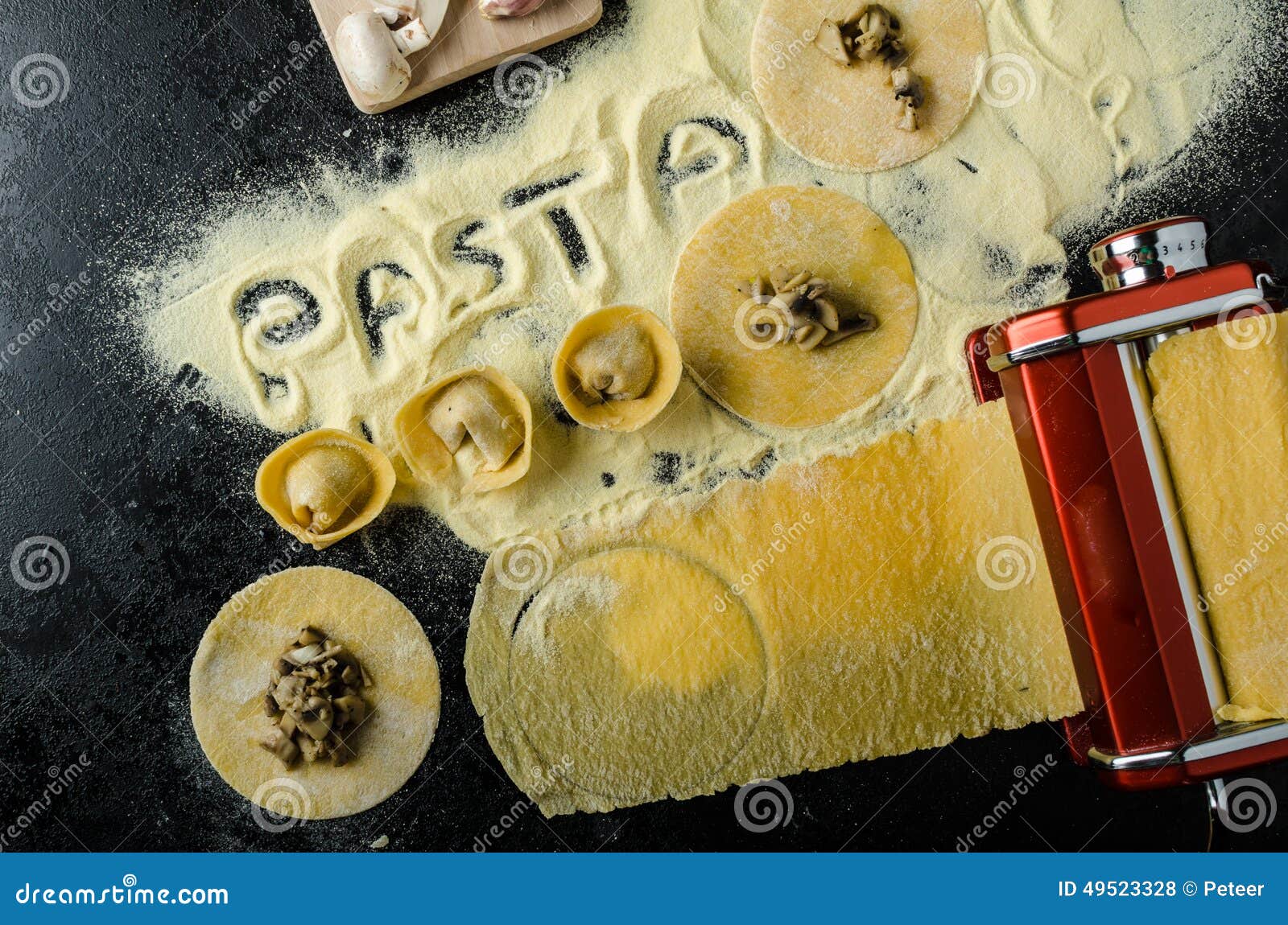 Making Pasta from Italian Flour Semolina Stock Photo - Image of machine