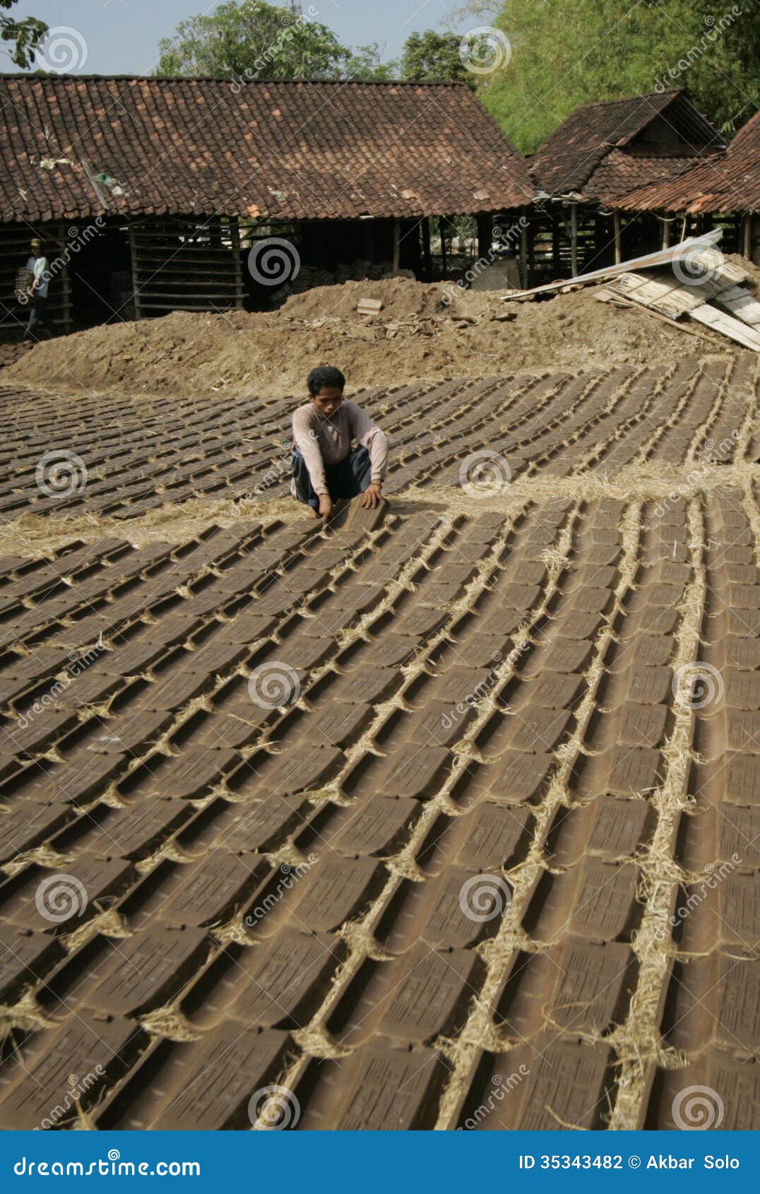 Making roof tile editorial photography. Image of sand 35343482