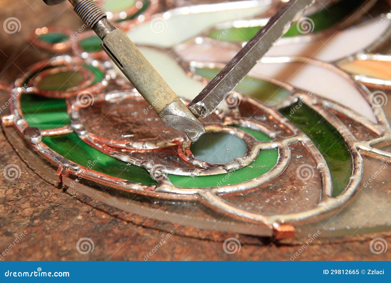 Soldering of stained glass stock image. Image of tiffany - 29812665