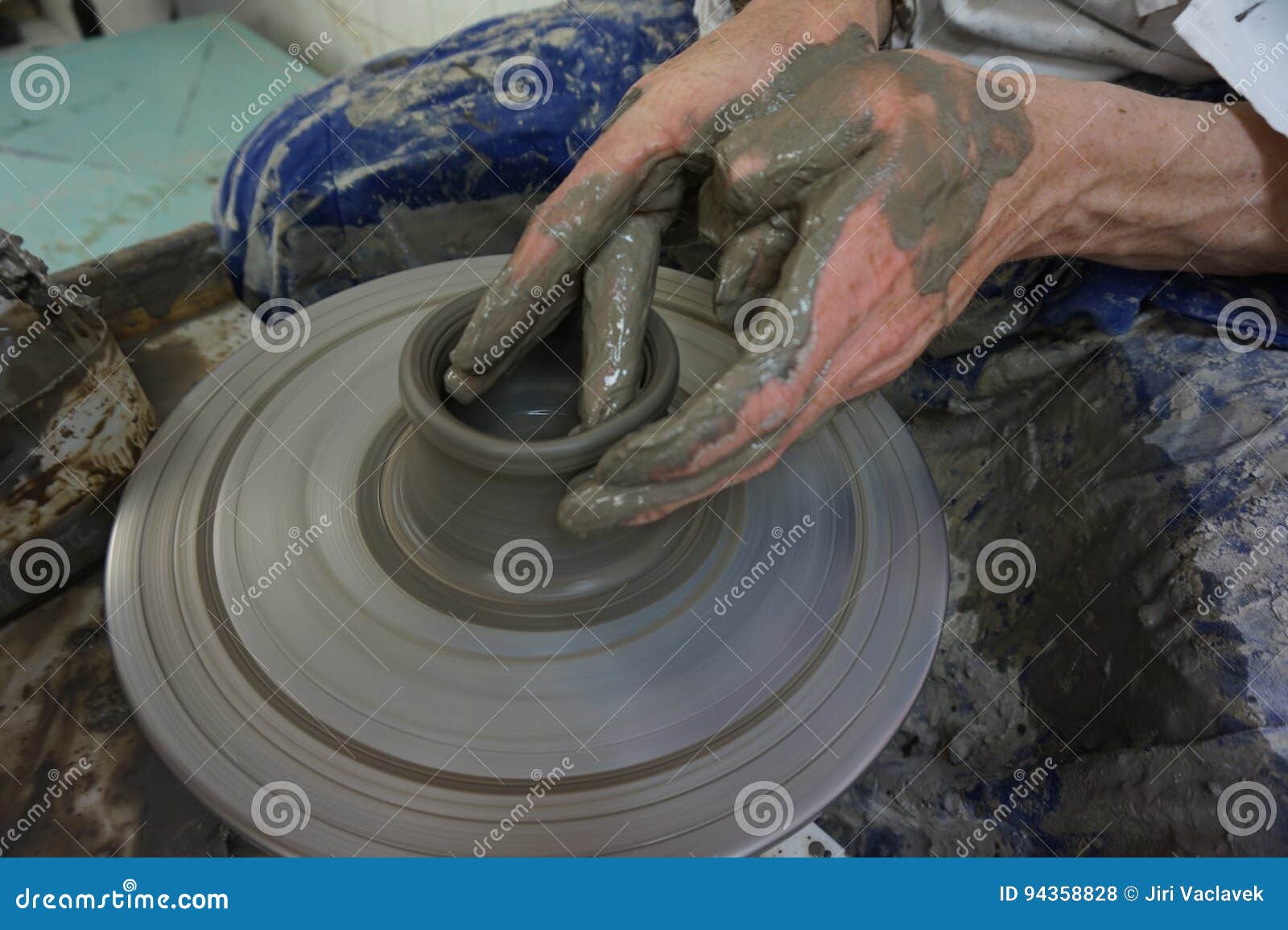 Making throwing pottery stock photo. Image of ceramics 94358828