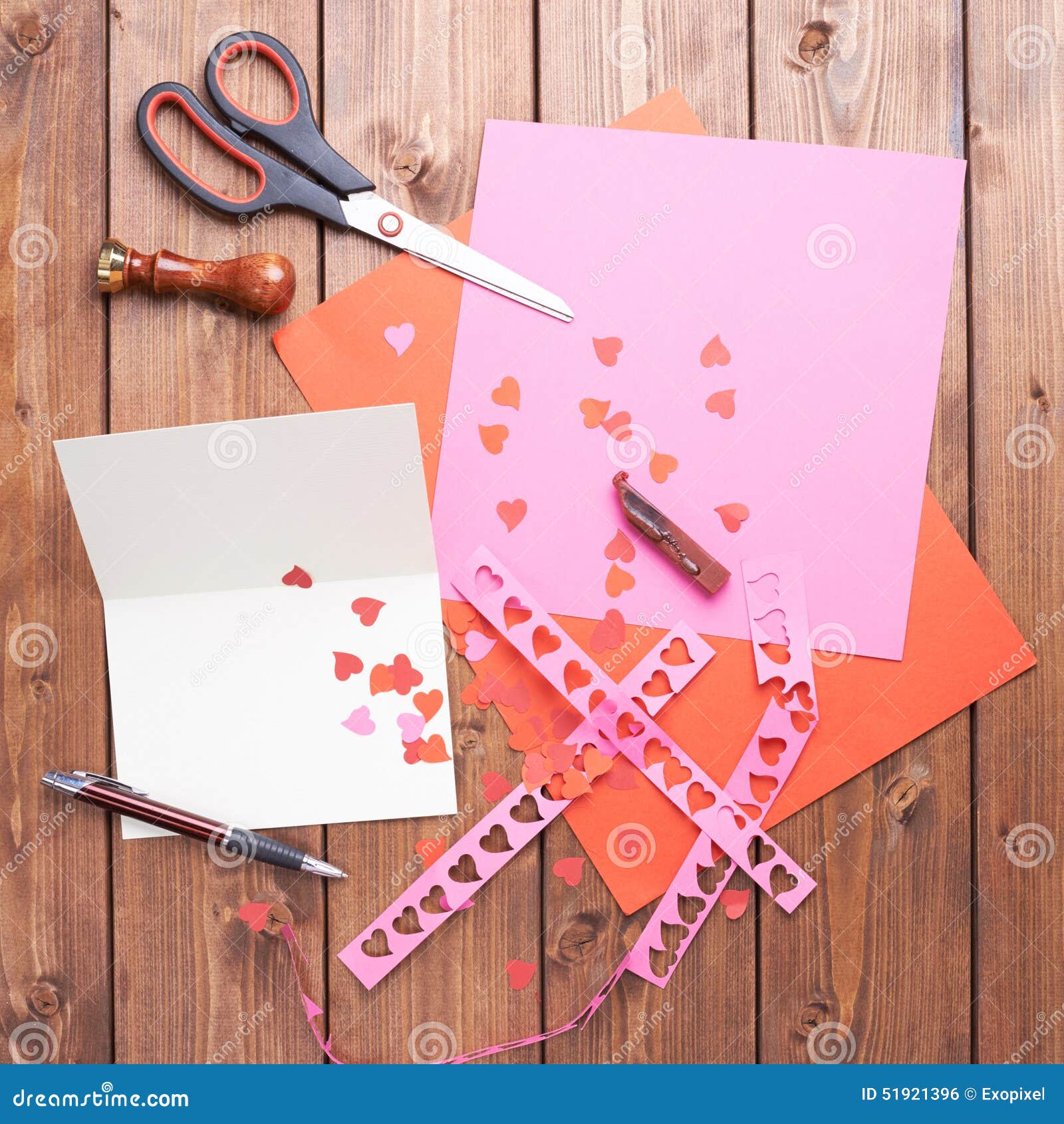 Making valentine card stock photo. Image of making, indoors 51921396