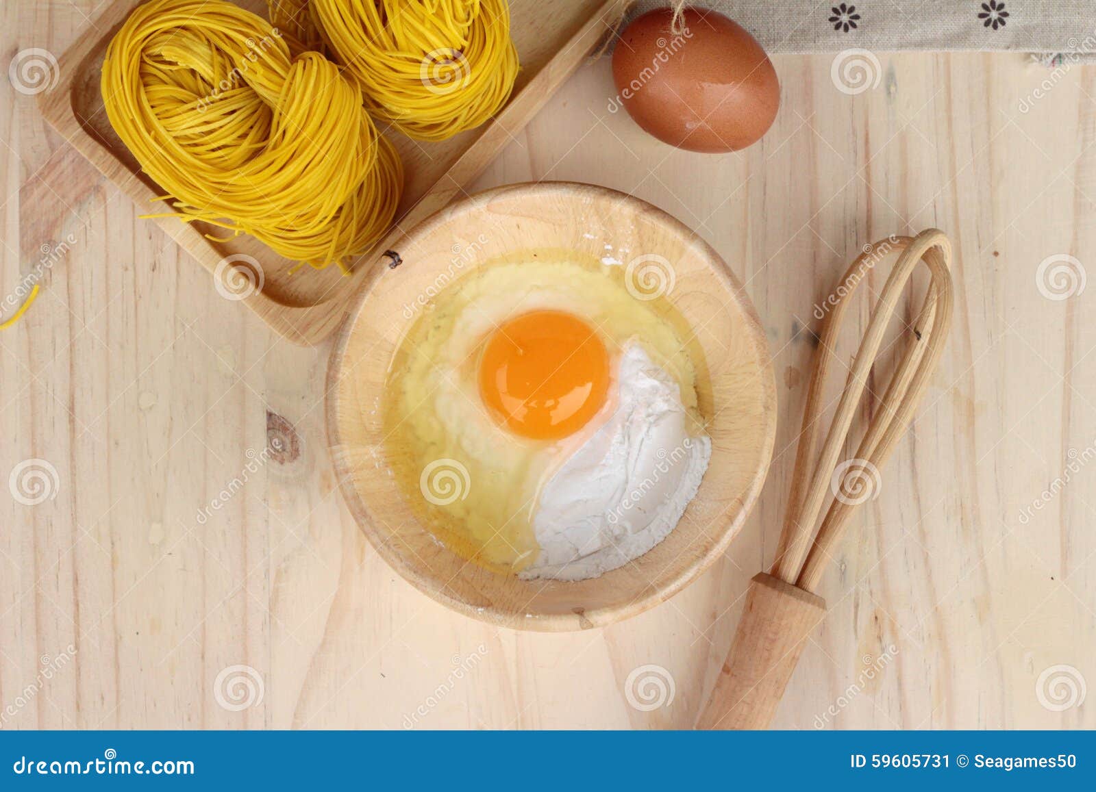 Making Yellow Noodle with Egg and Wheat Flour. Stock Image Image of