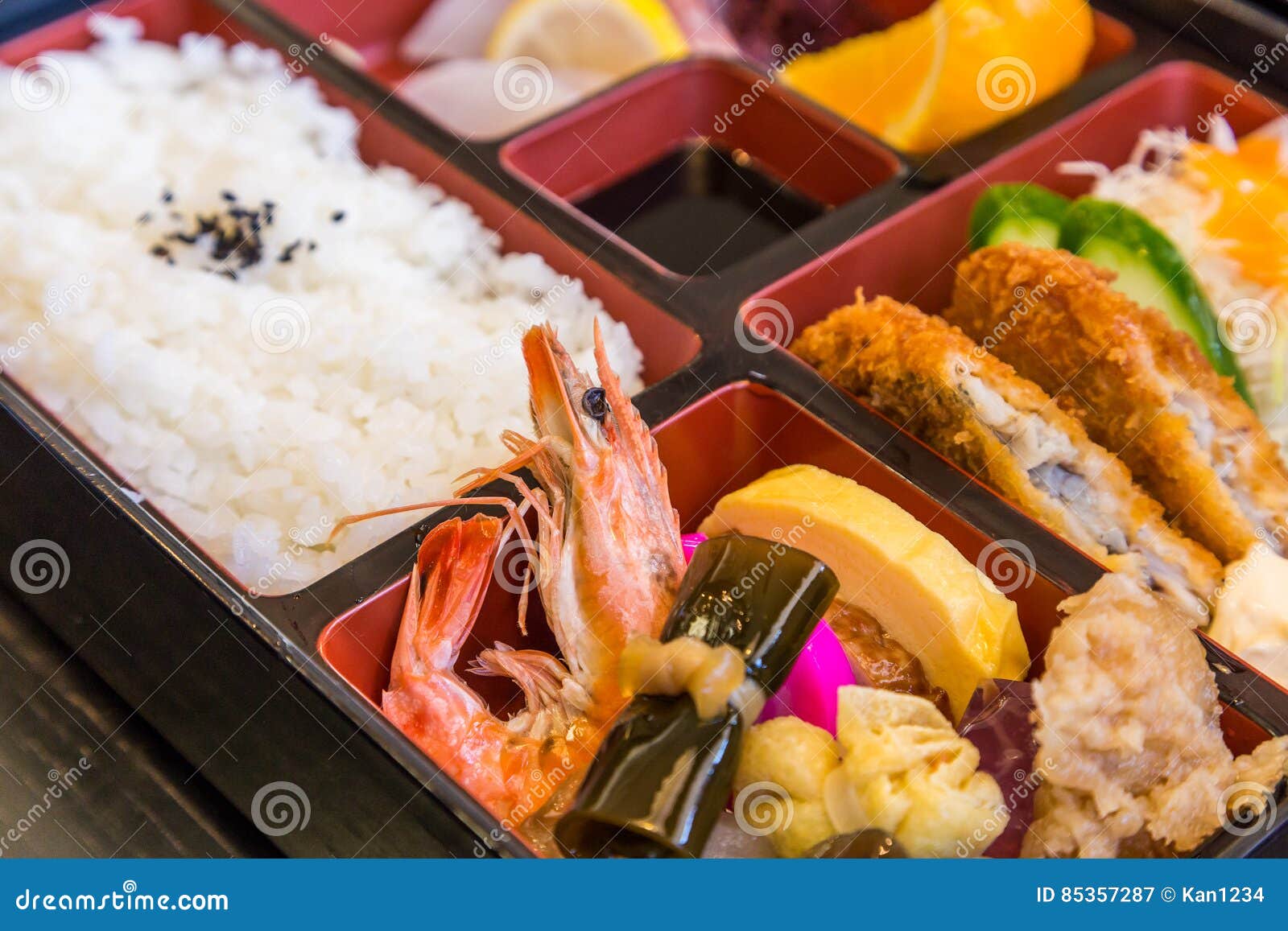 Makunouchi Japanese Seafood Bento Box Stock Image Image of shrimp