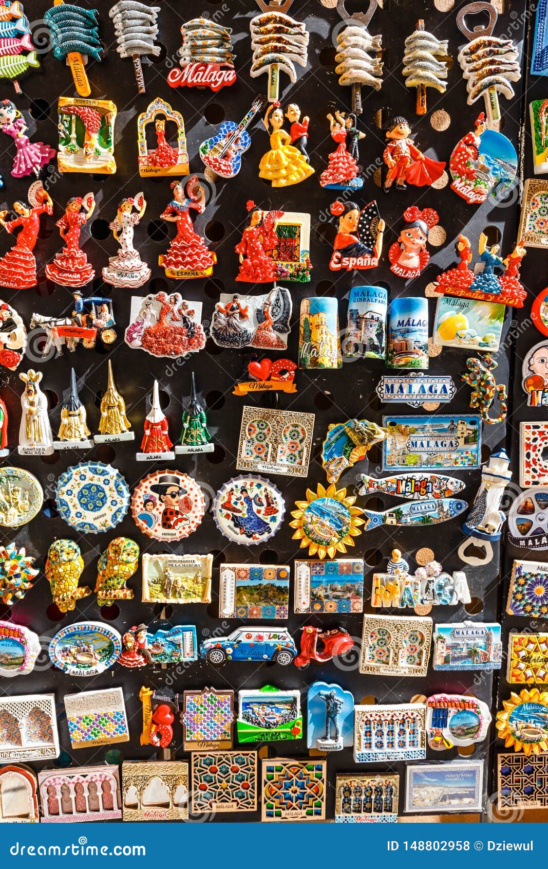 Ceramic Souvenirs for Sale in Malaga, Spain. Colorful Fridge Souvenir  Magnets Editorial Stock Photo - Image of costa, ceramic: 148802958