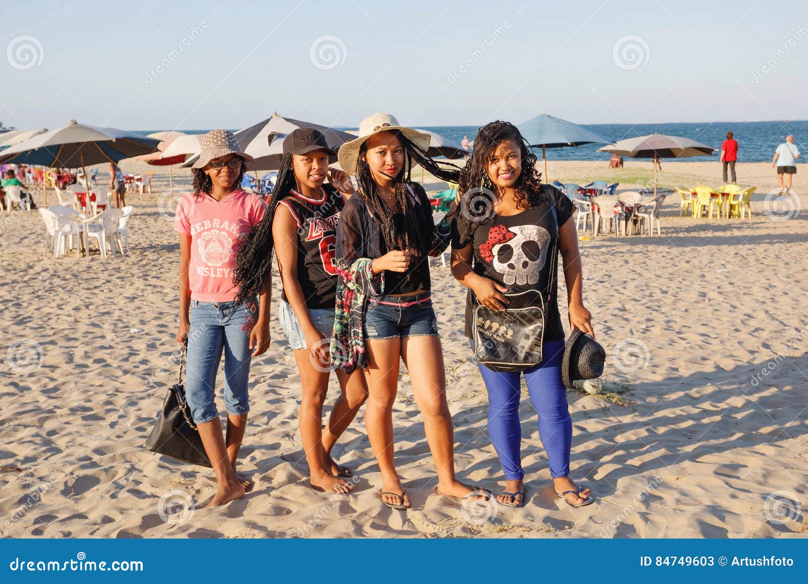 Malagasy Beauties Teenager Girls Resting On The Beach Editorial Stock