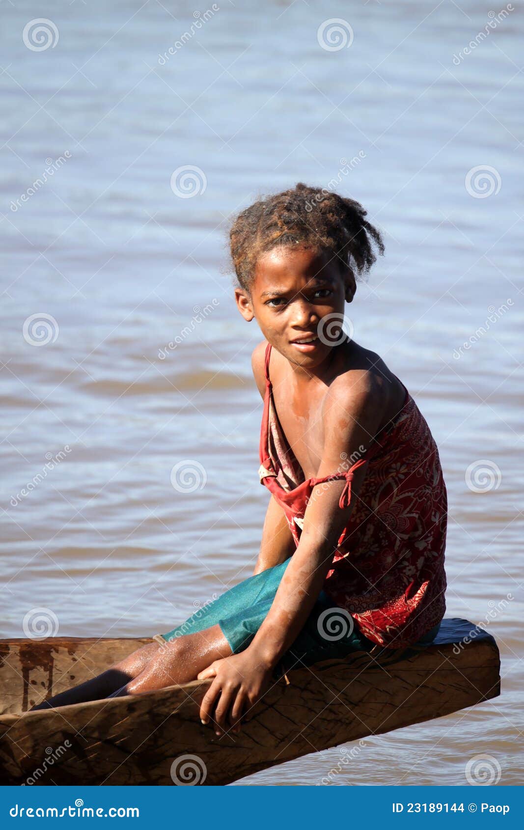 malagasy girl in a boat editorial stock image - image