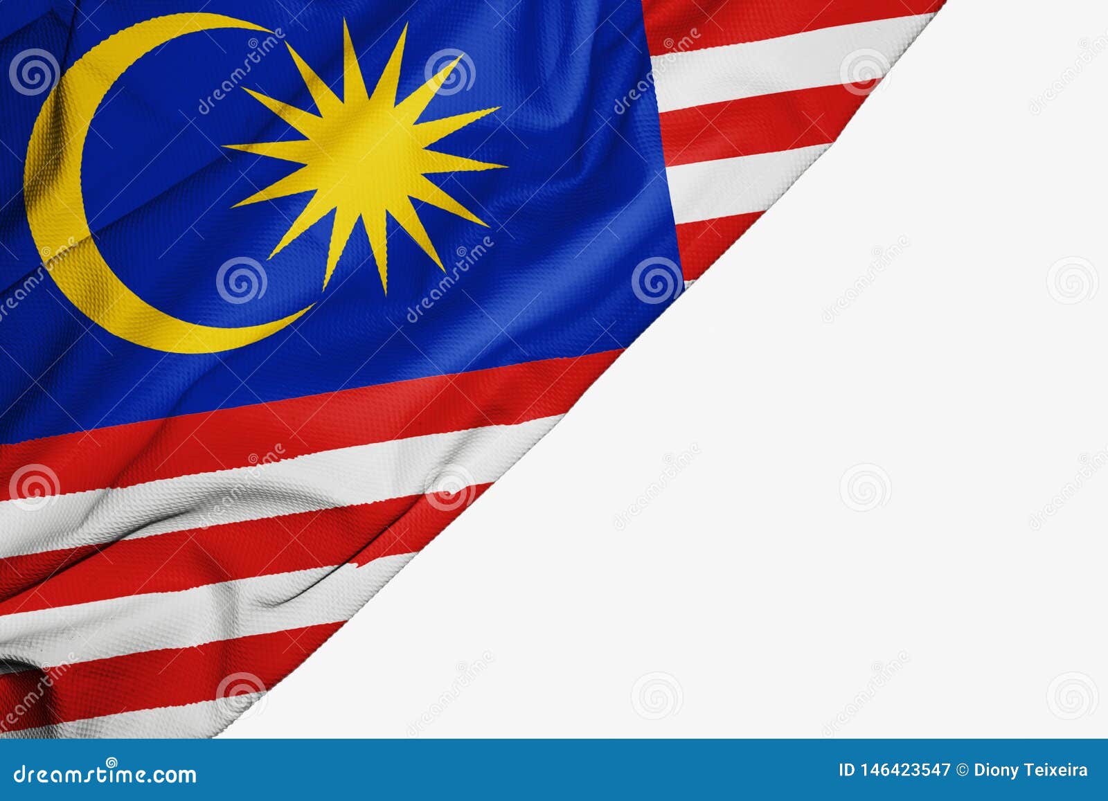 malasia flag of fabric with copyspace for your text on white background