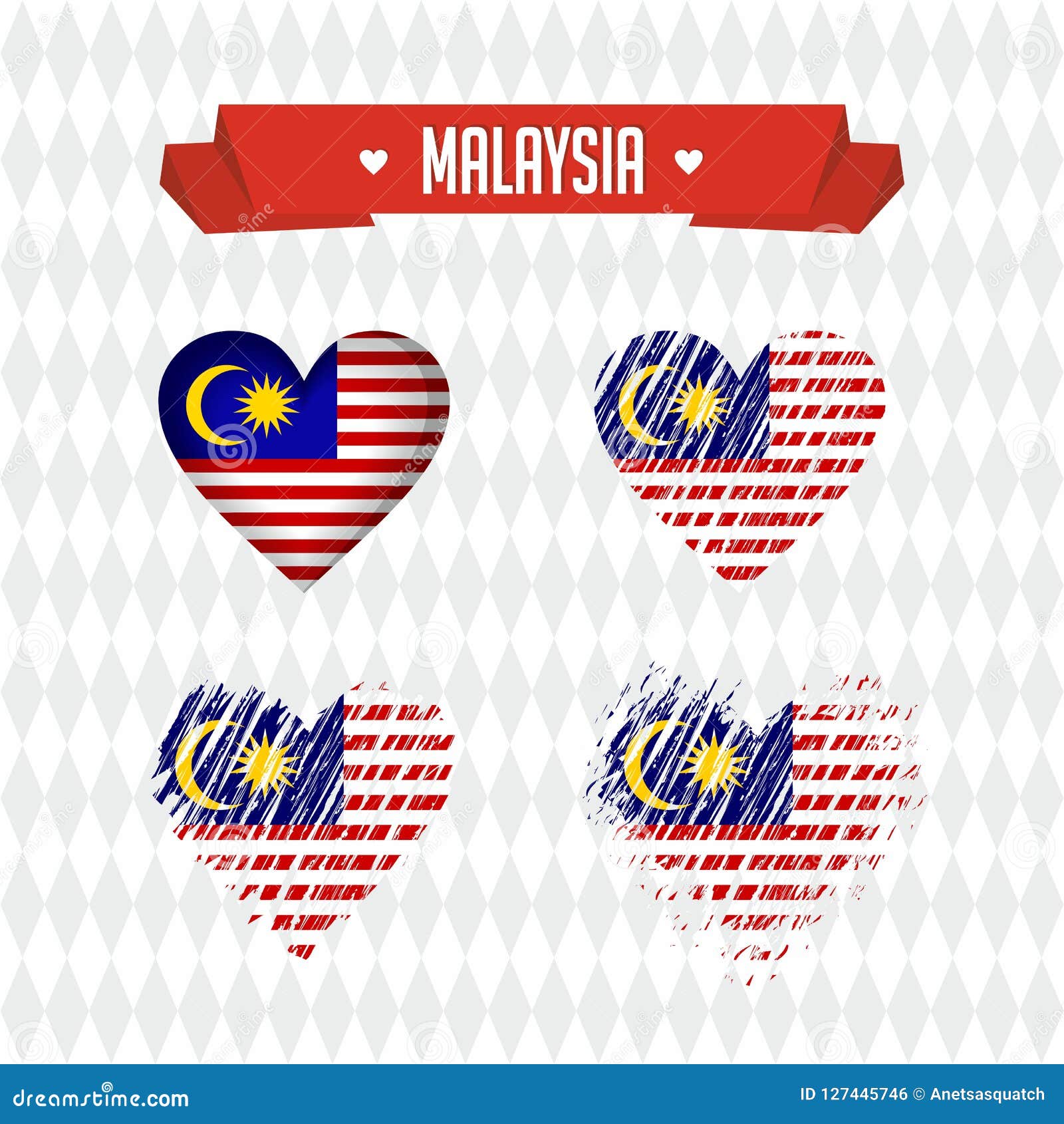 Malaysia Collection Of Four Vector Hearts With Flag Heart Silhouette Stock Vector Illustration Of Pennant Ground 127445746