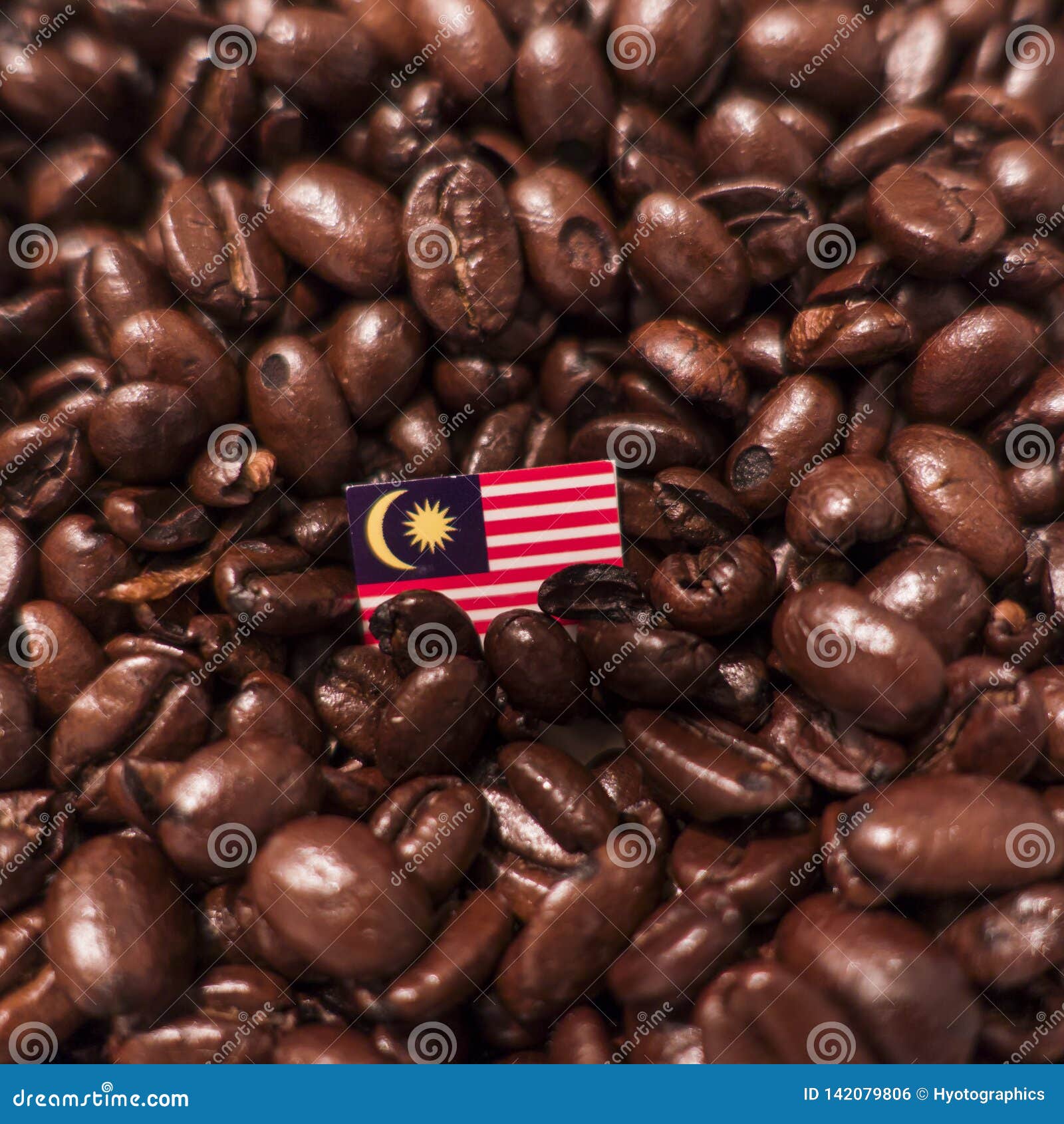 A Malaysia Flag Placed Over Roasted Coffee Beans Stock Photo Image of