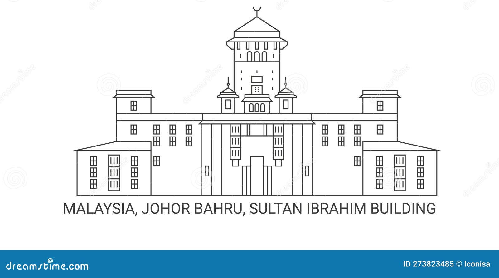 Malaysia, Johor Bahru, Sultan Ibrahim Building, Travel Landmark Vector ...