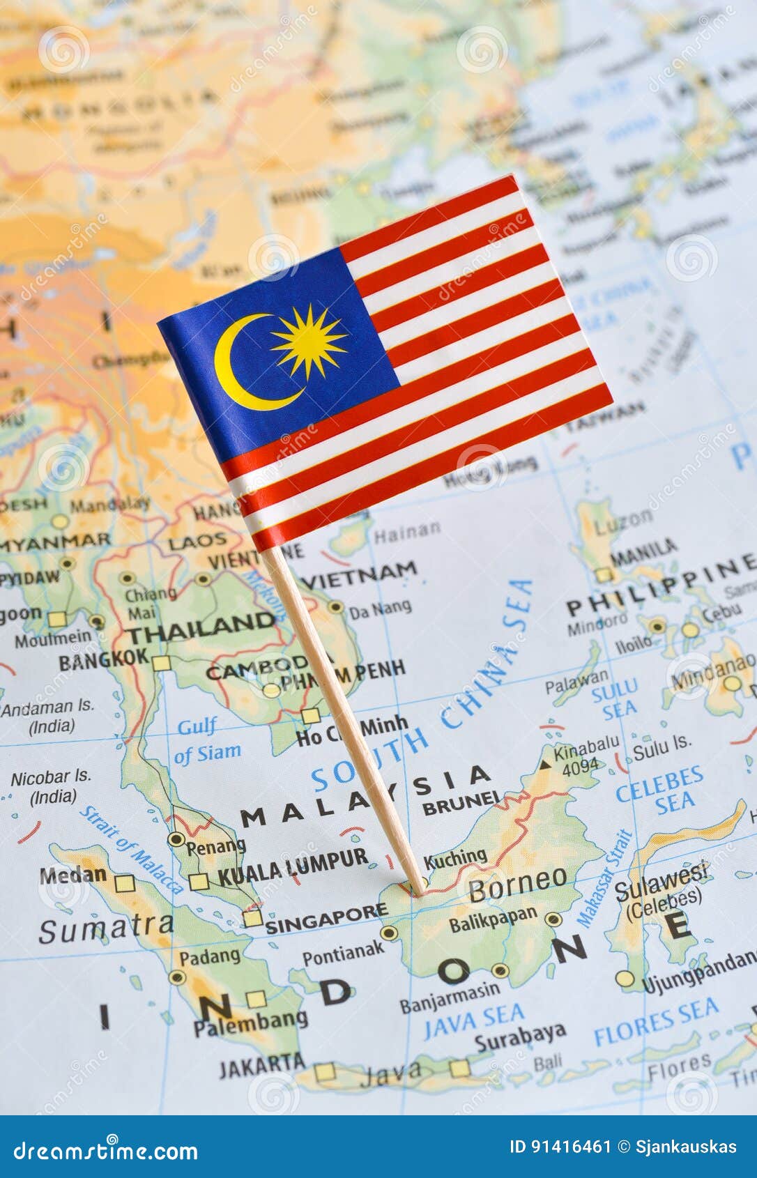 Malaysia Map And Flag Pin Stock Image Image Of Marking 91416461