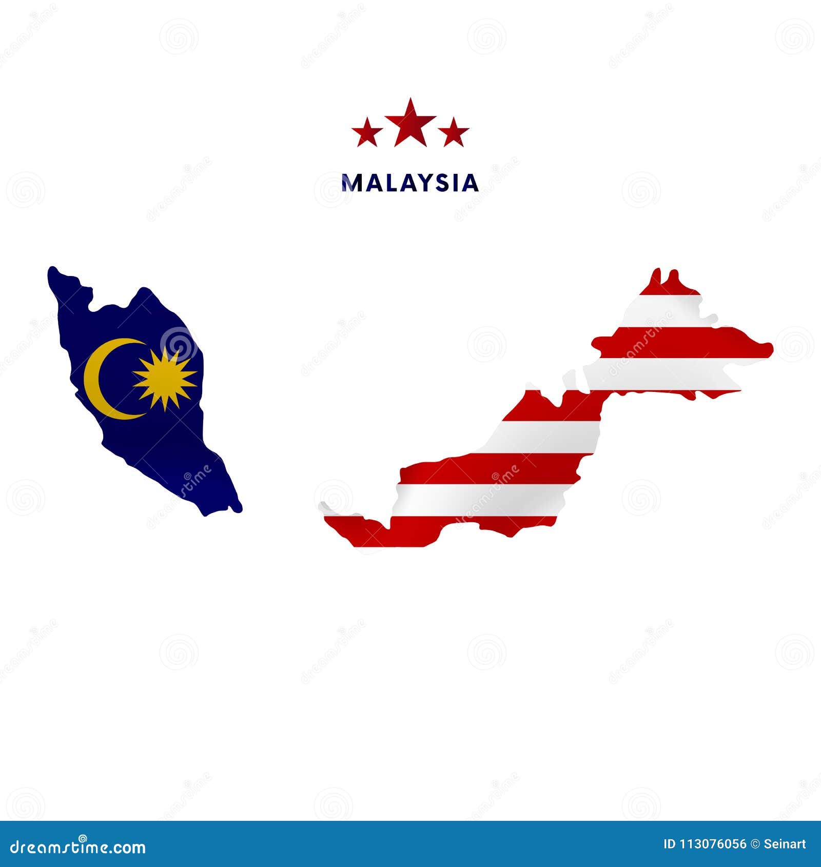 Malaysia Map with Waving Flag. Vector Illustration. Stock Illustration