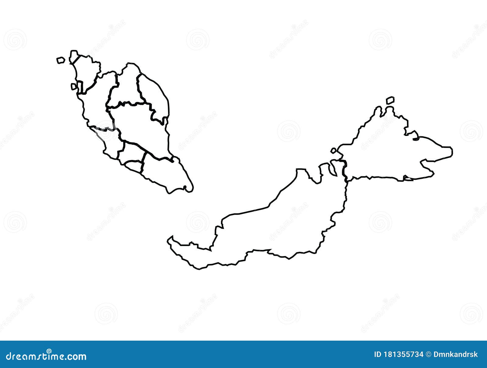 Malaysia Outline Map Vector Illustration 104340576