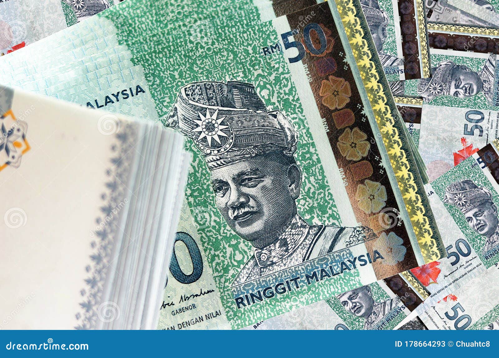 Malaysian Banknote RM 50 Ringgit Stock Image  Image of economics, heap