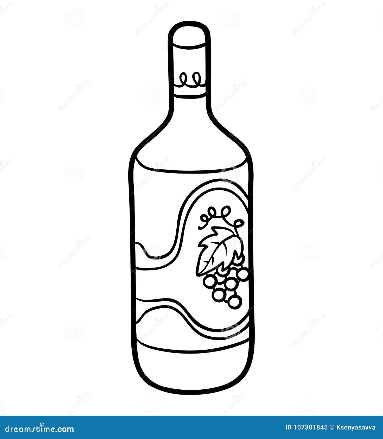 Malbuch, Flasche Wein vektor abbildung. Illustration von