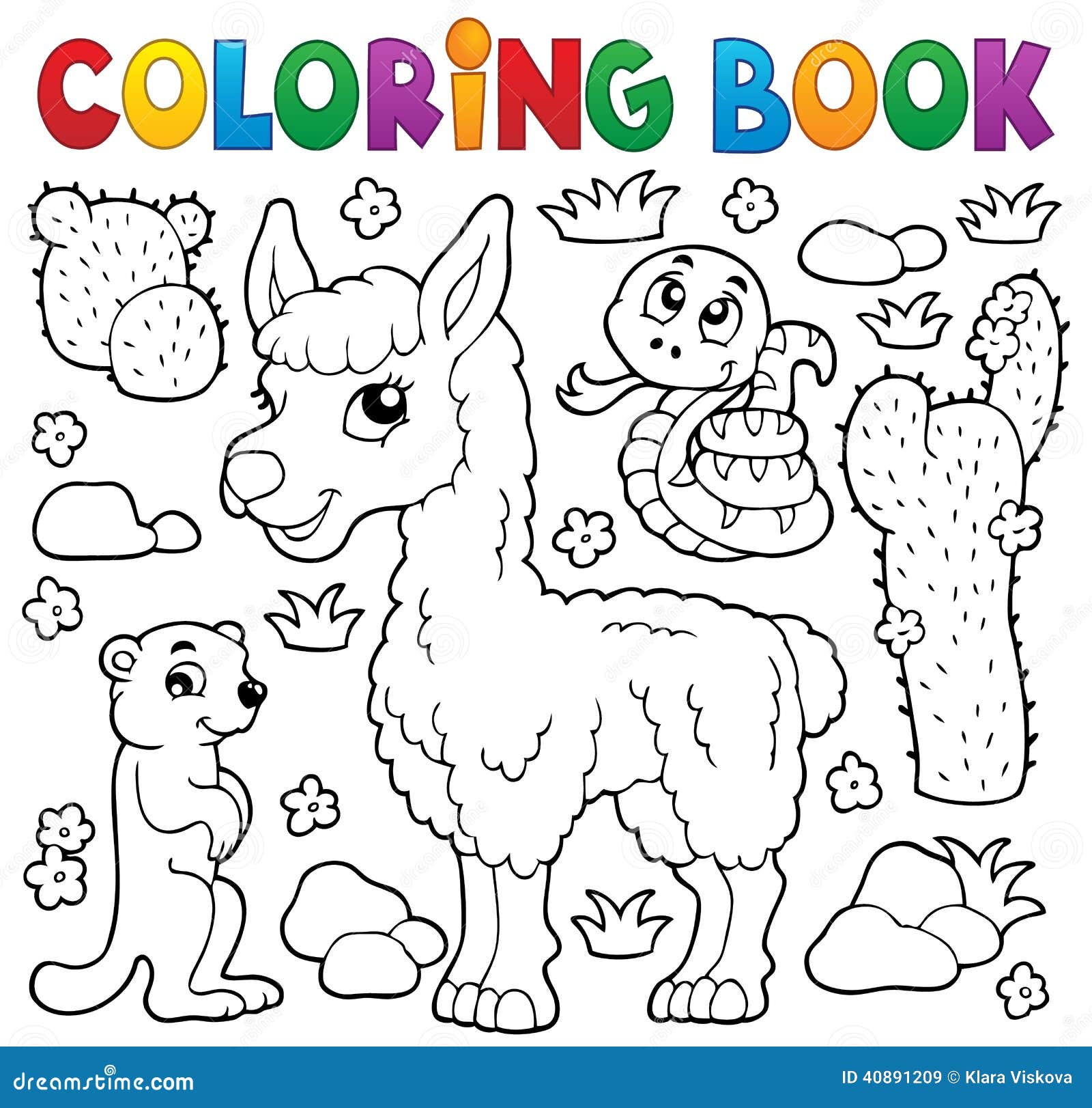 Malbuch Mit Netten Tieren 4 Vektor Abbildung