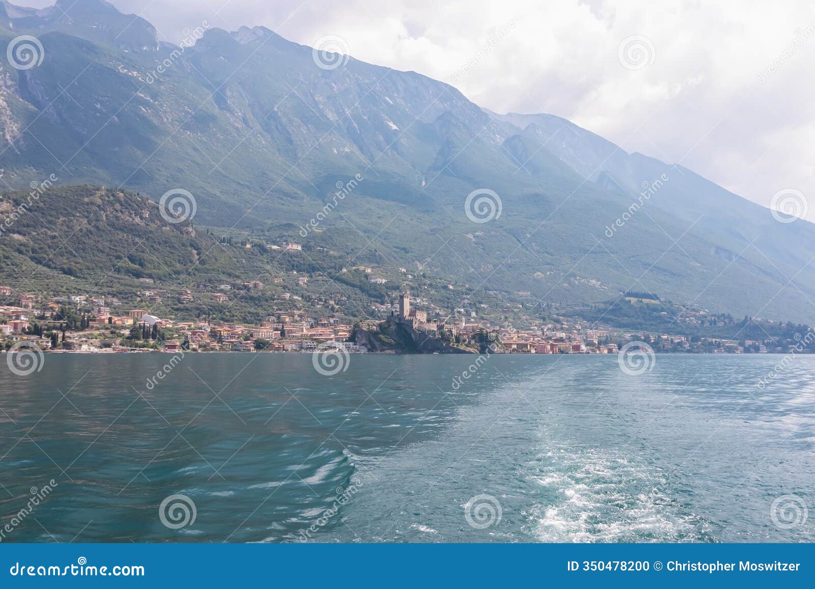 malcesine - scenic view of picturesque lakeside town malcesine, veneto, northern italy. tranquil atmosphere