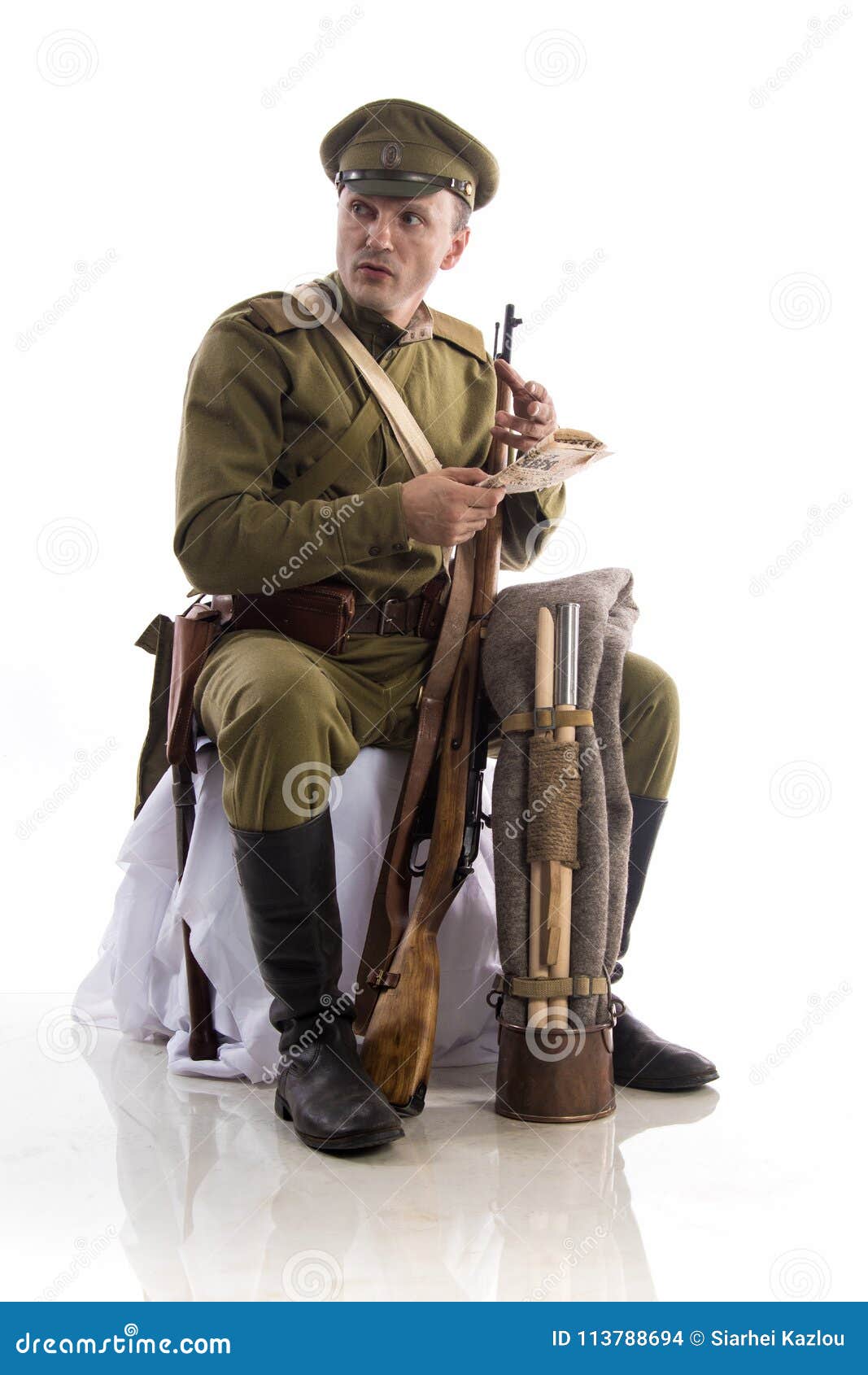 Male Actor In The Form Of An Ordinary Soldier Of The Russian Army ...