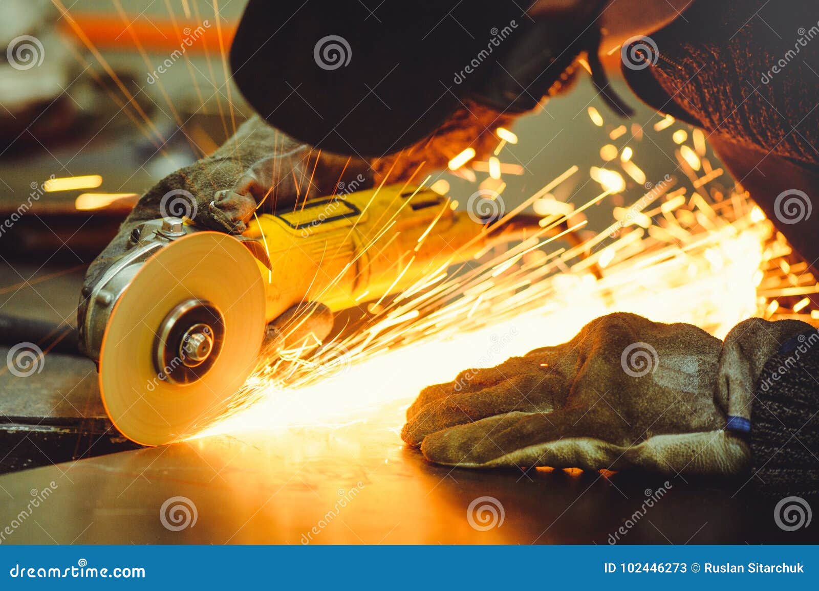 Male Angle Grinder during Operation Stock Image Image of people