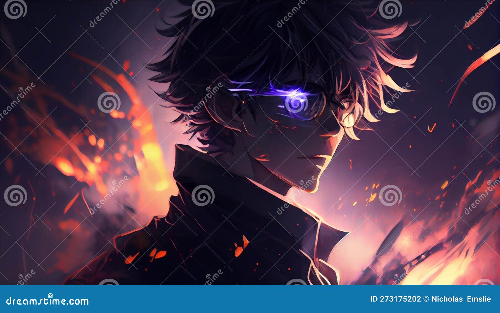 Male Anime Character Ai Generated Stock Illustration