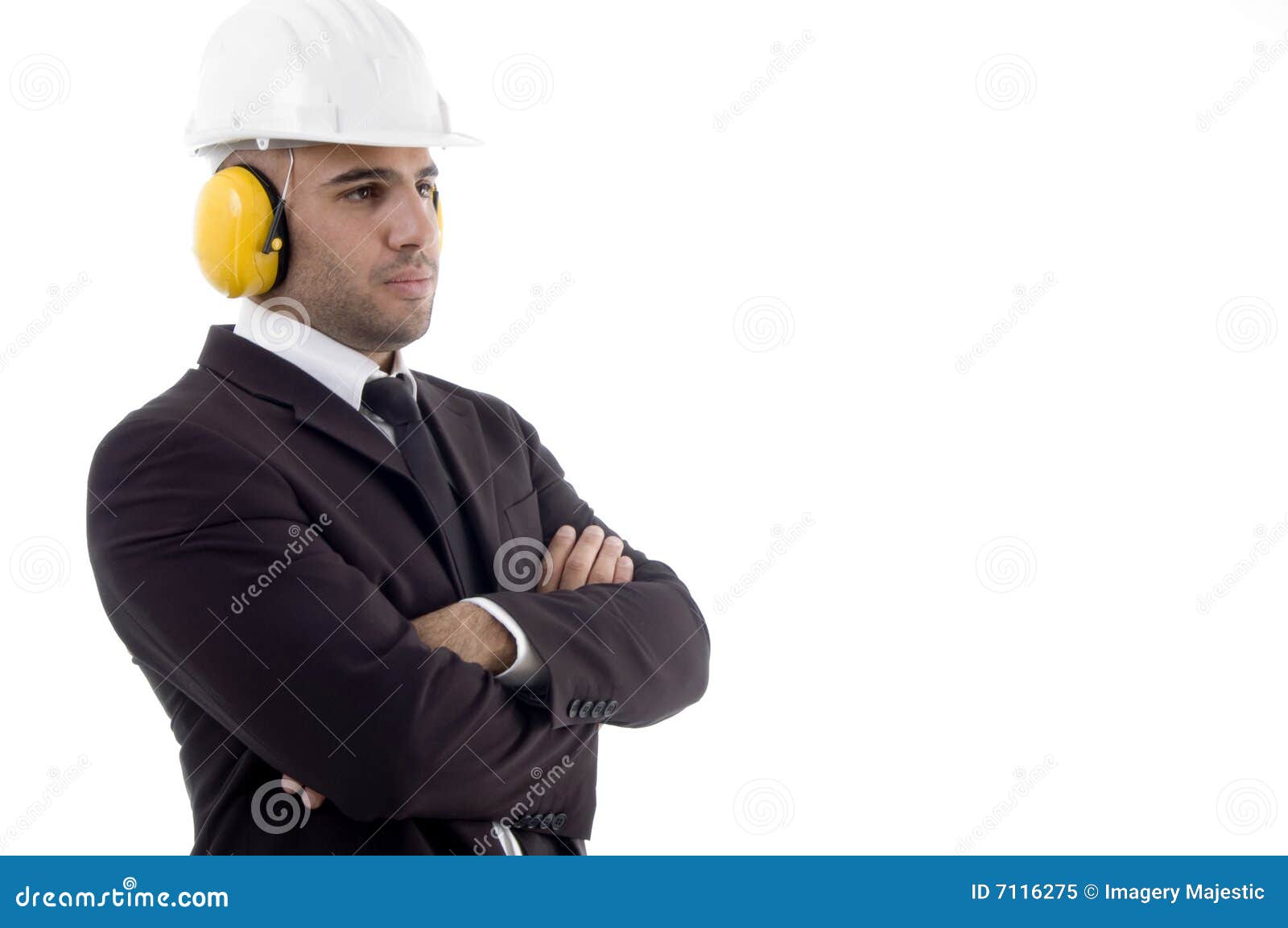 Male Architect Wearing Earmuff Stock Image Image of safe, person 7116275