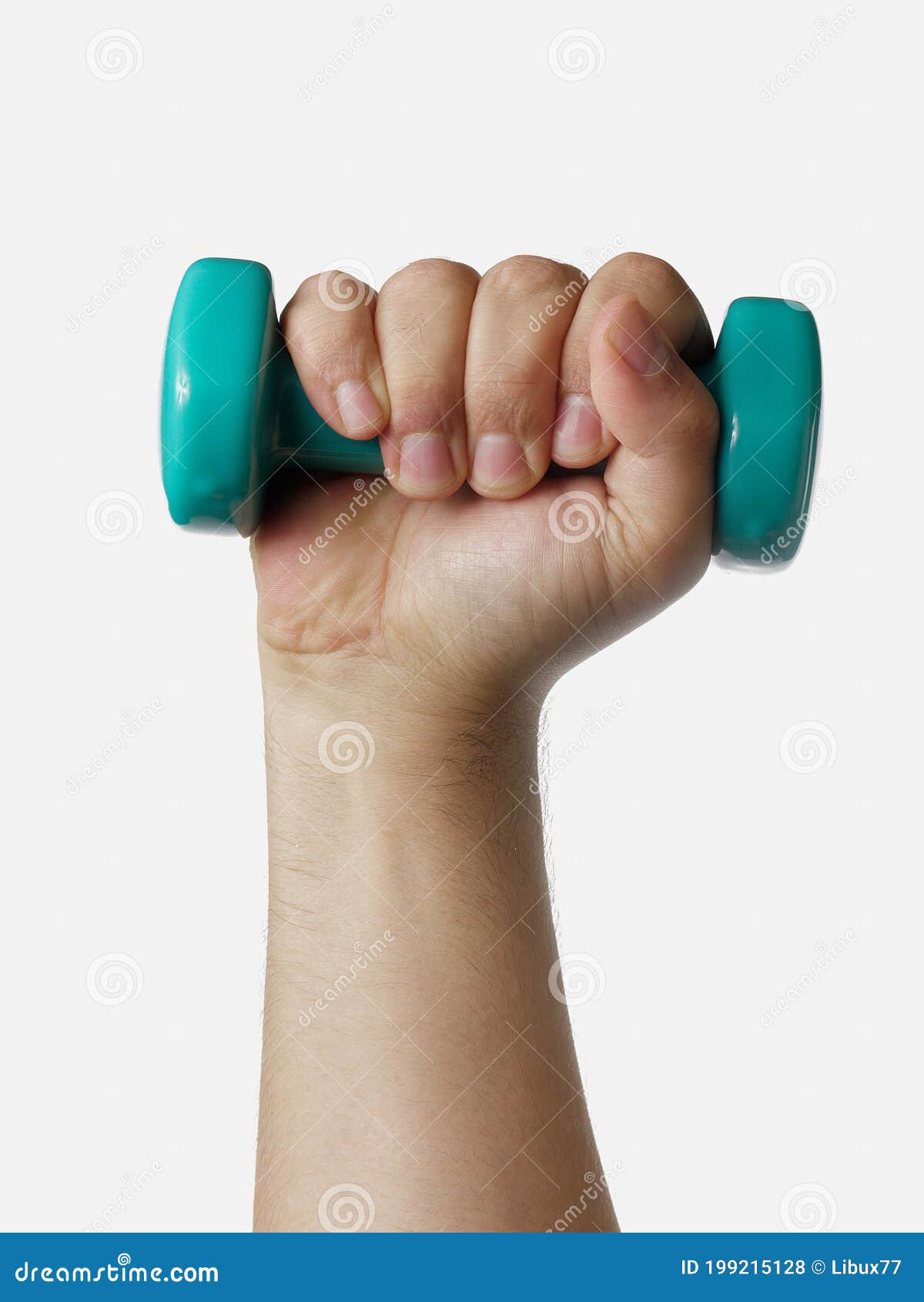 Male Arm Lifting Light Weight Workout Isolated on White Stock Photo