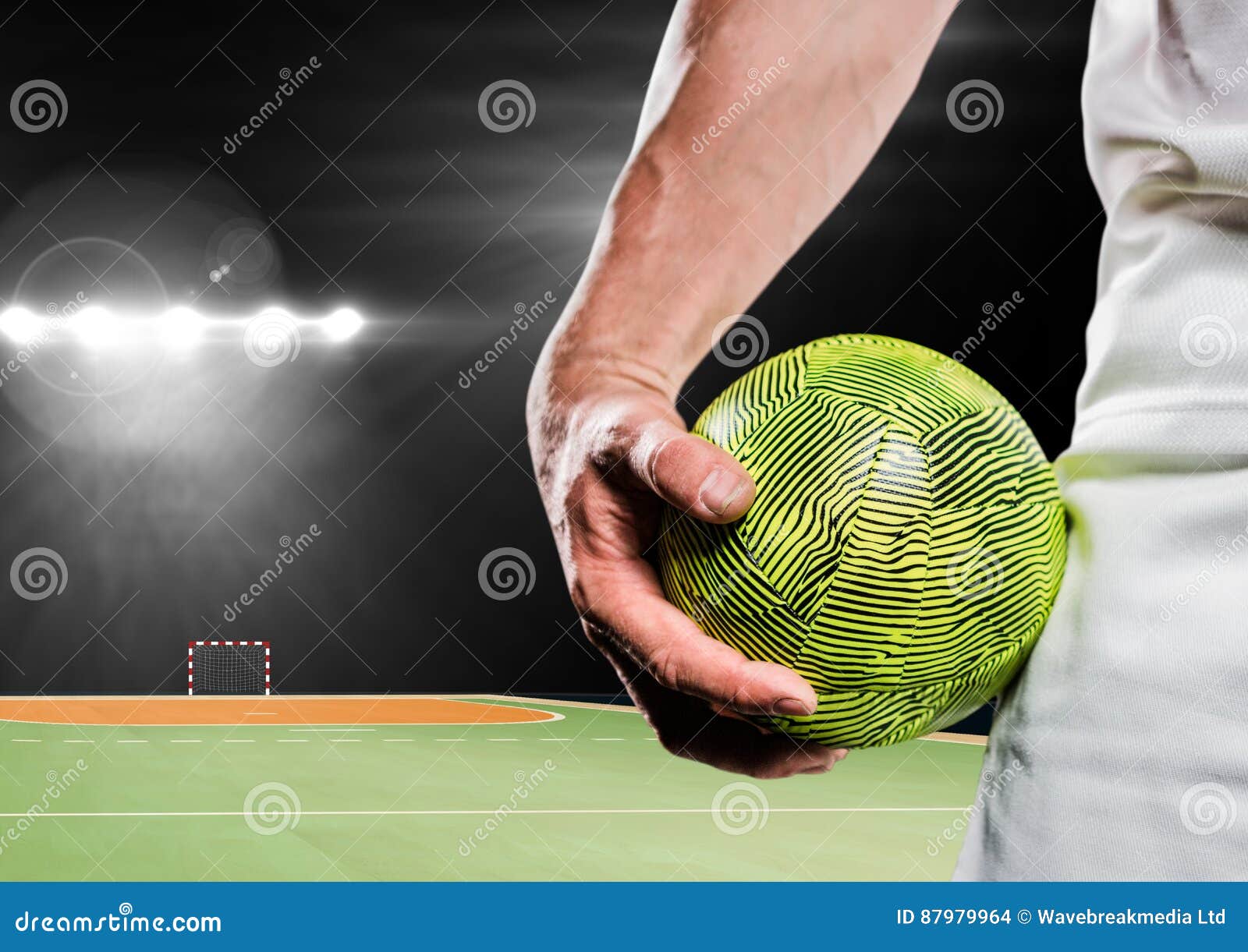 Male Athlete Holding Handball in Stadium Stock Photo Image of adult