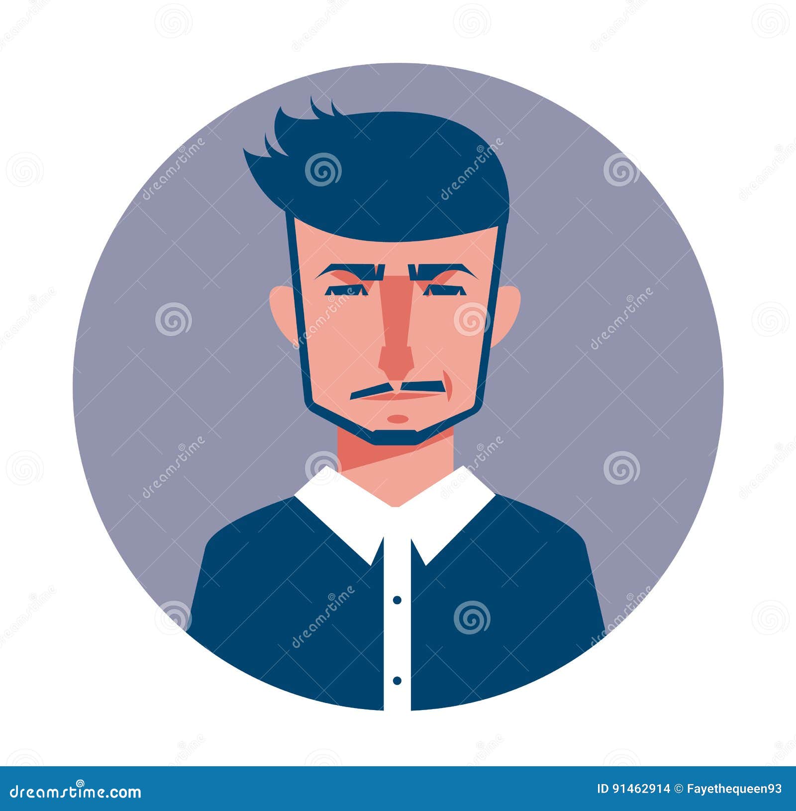 Male avatar icon or portrait Handsome young man face with beard Vector  illustration Stock Vector  Adobe Stock