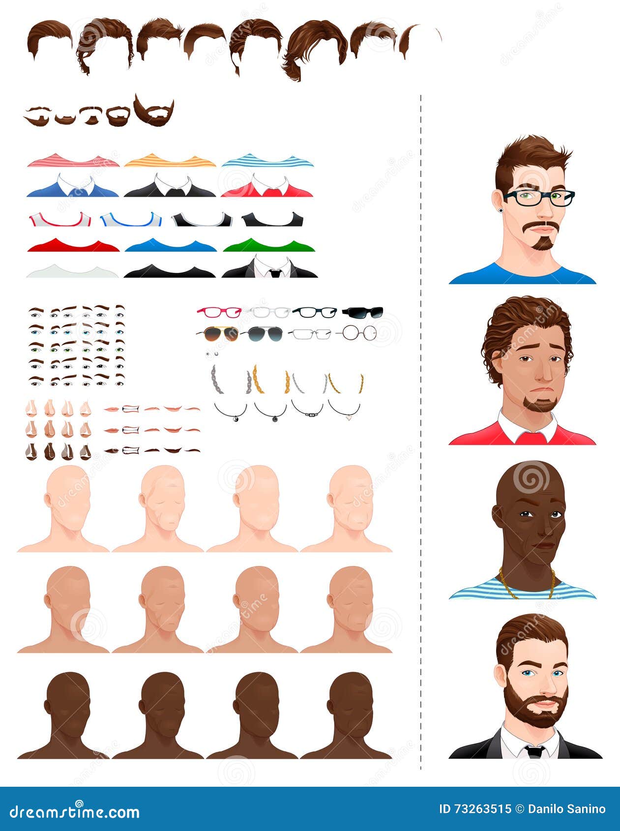 Male Avatars Stock Vector Illustration Of Game Glasses 73263515