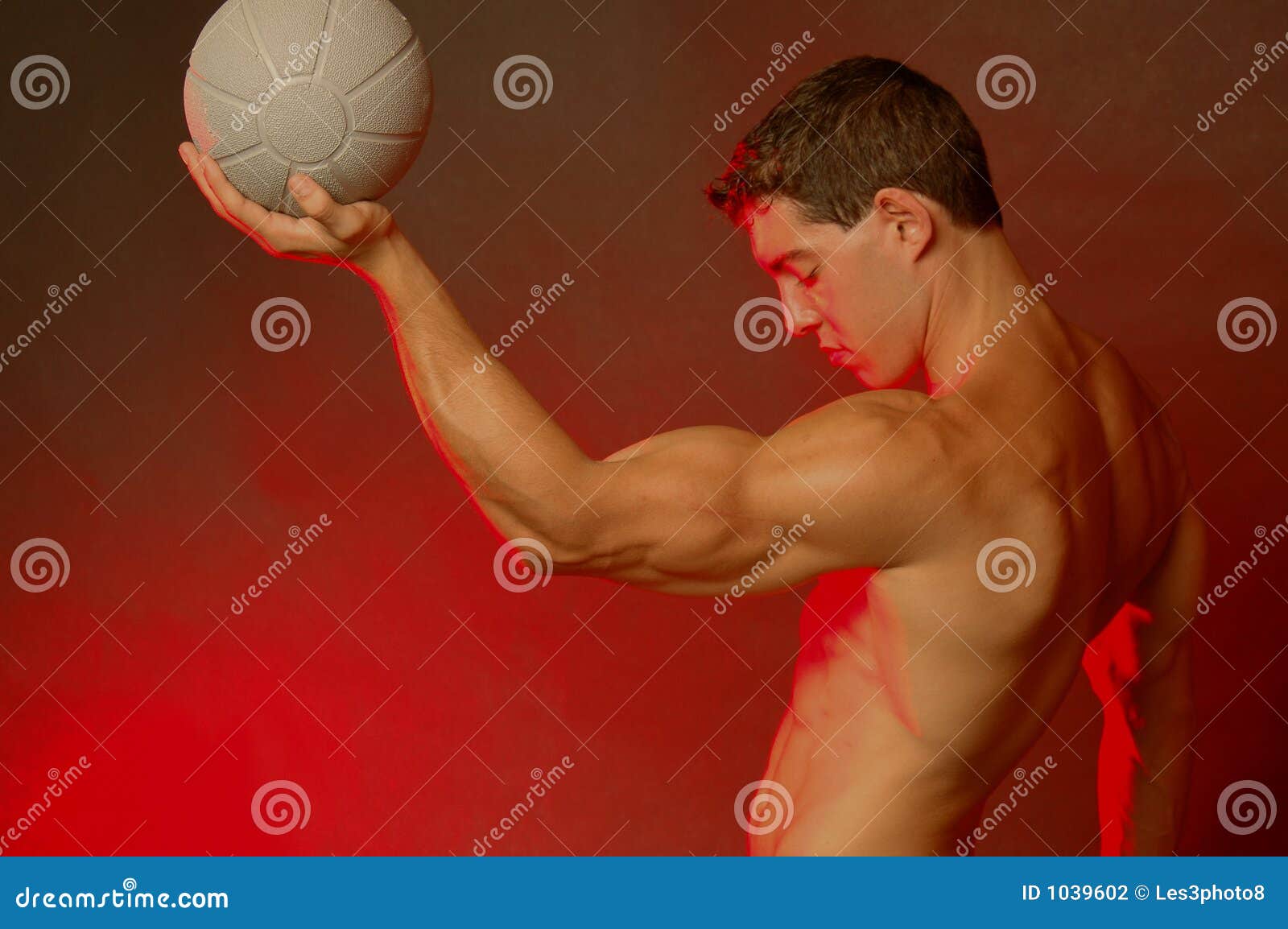 Male with ball stock photo. Image of strong, sports, muscular 1039602