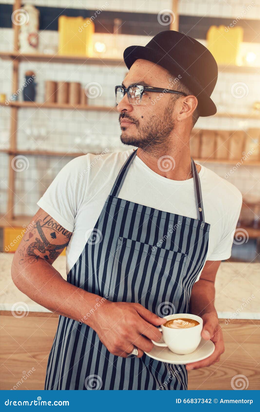 Male Barista Standing at Coffee Shop Stock Photo Image of barista
