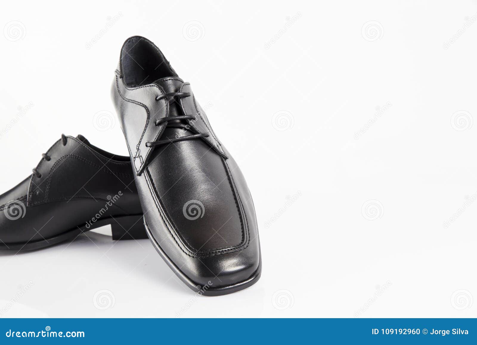 Male Black Leather Shoes stock photo. Image of foot - 109192960