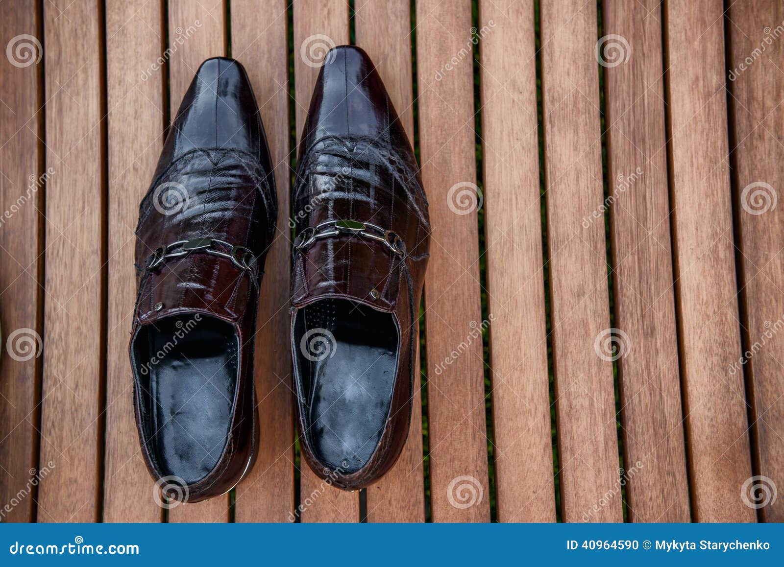 Male Black Shoes Over the Wooden Table Stock Photo - Image of shop ...