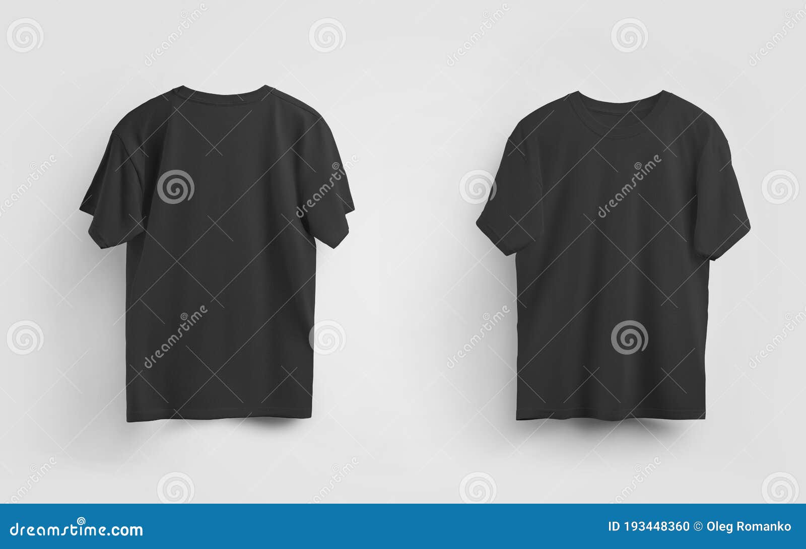 Male Black T-Shirt Mockup, Front And Back View, Blank Clothes For Design  And Pattern Presentation Stock Photo - Image Of Object, Blank: 193448360