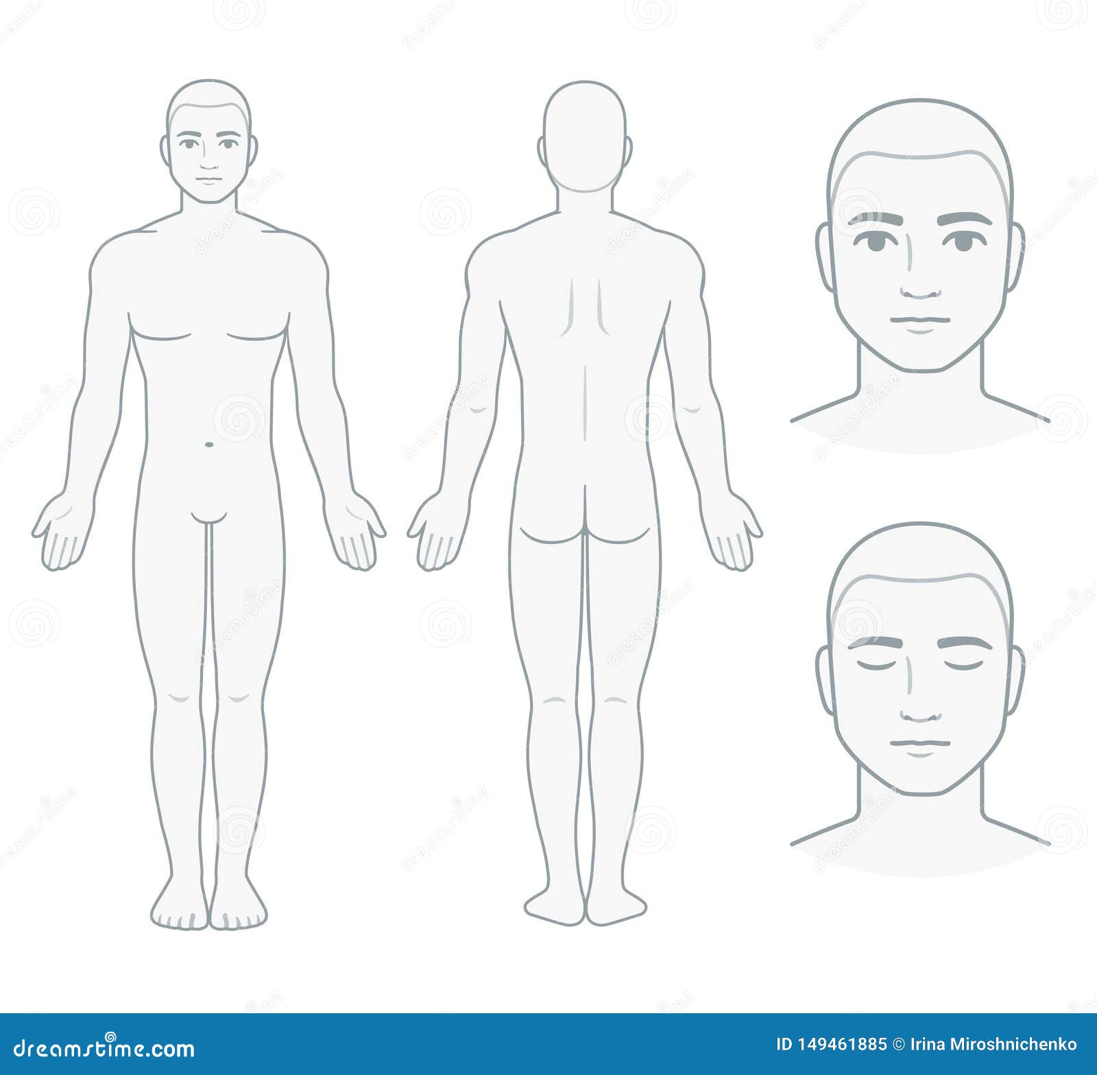 Male body and face chart stock vector. Illustration of blank With Blank Body Map Template