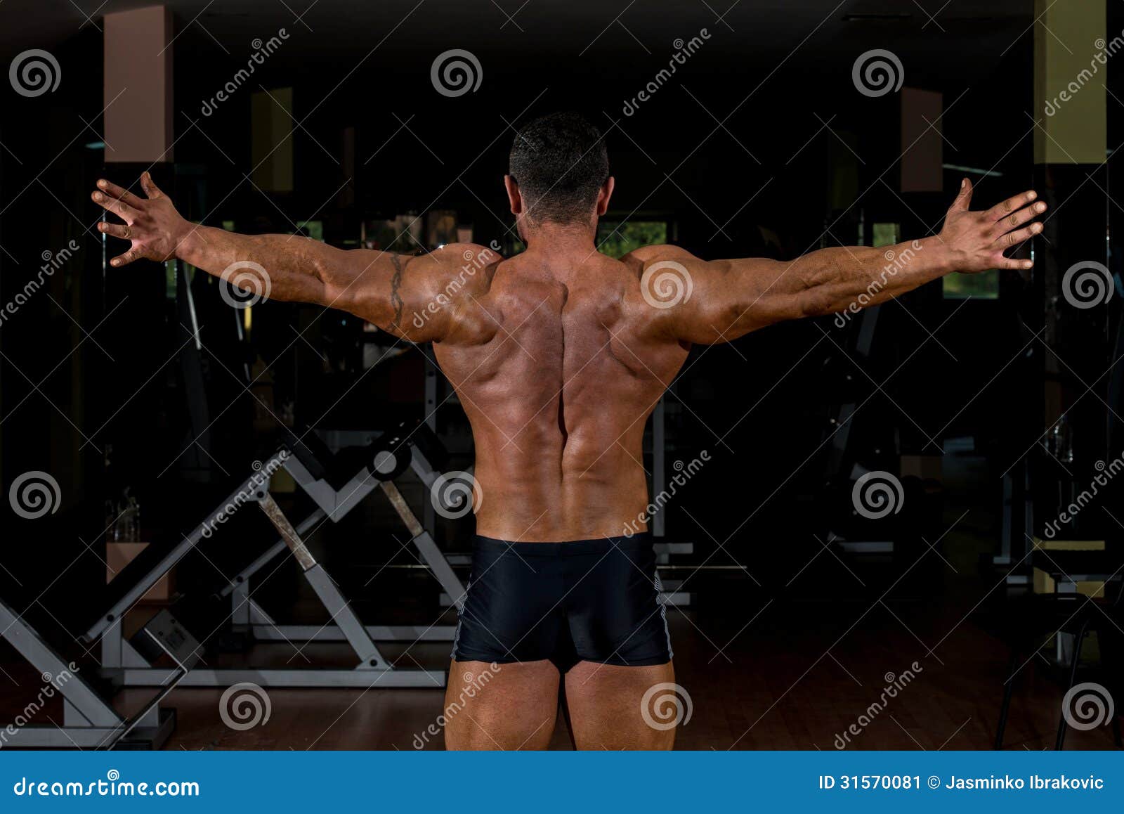 Male Bodybuilder Showing His Arms Stock Image Image of flexing