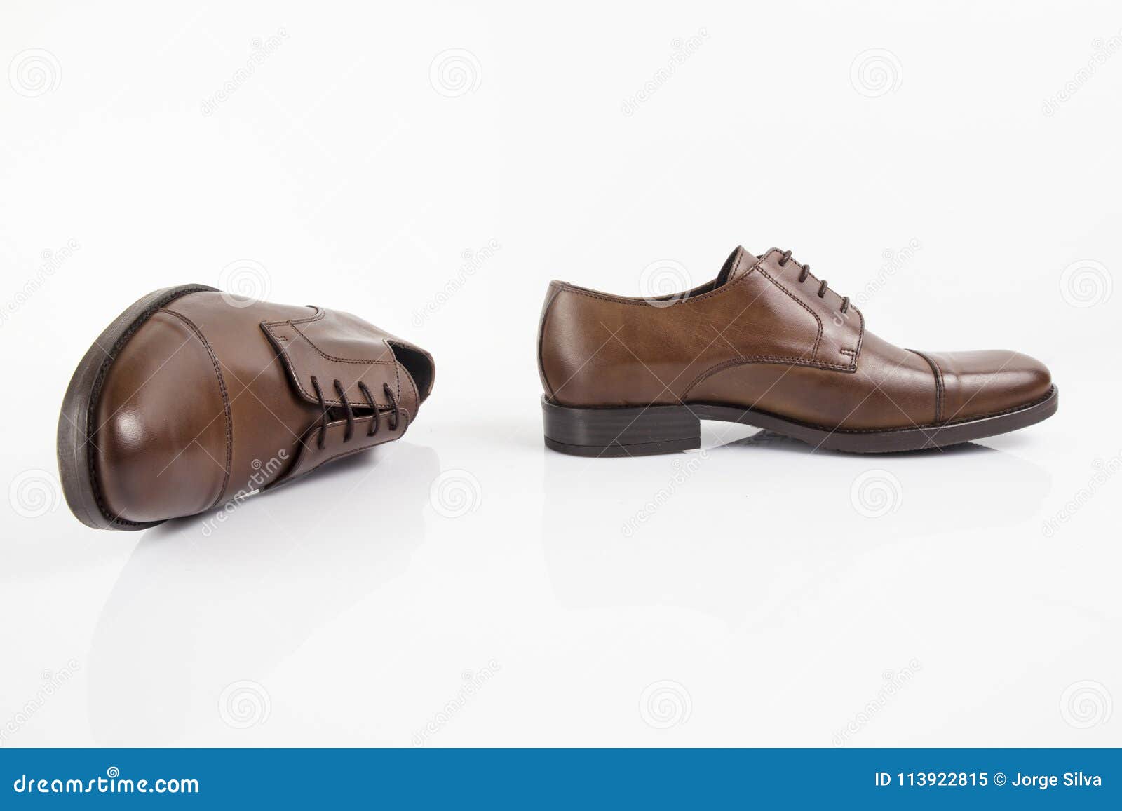 Male Brown Leather Elegant Shoe on White Background. Stock Image ...