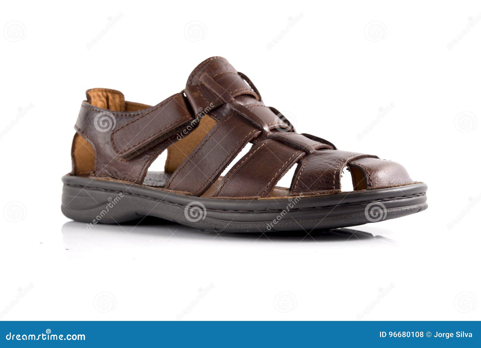 Male Brown Sandal, Top View. Stock Photo - Image of buckle, ankle: 96680108