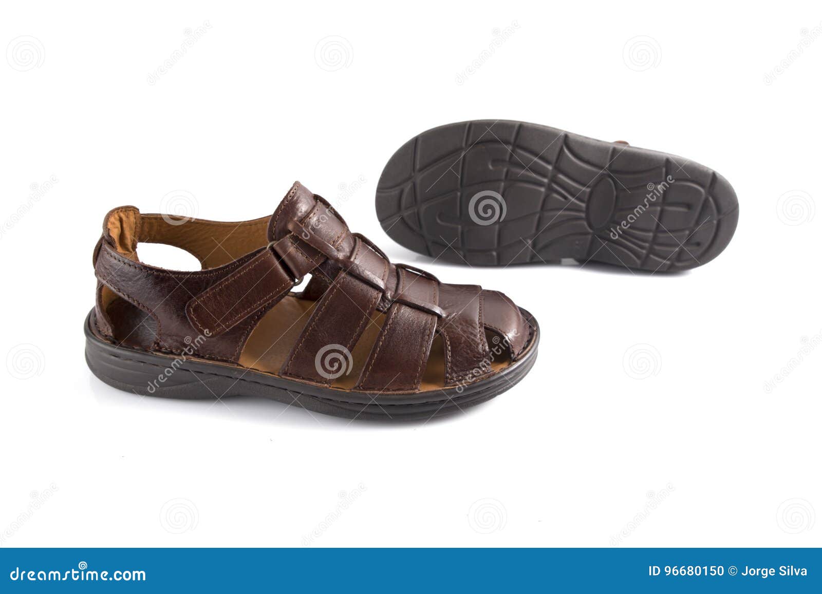Male Brown Sandal, Top View. Stock Photo - Image of isolated, evening ...