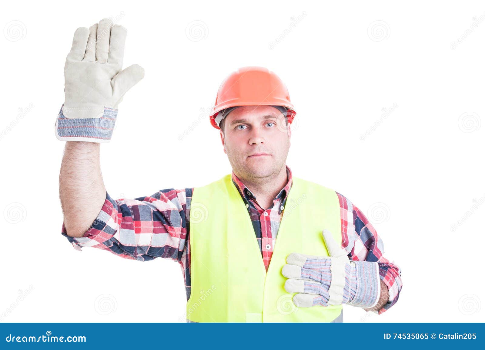 Male Builder Swearing Or Making Oath Stock Image - Image of contractor ...