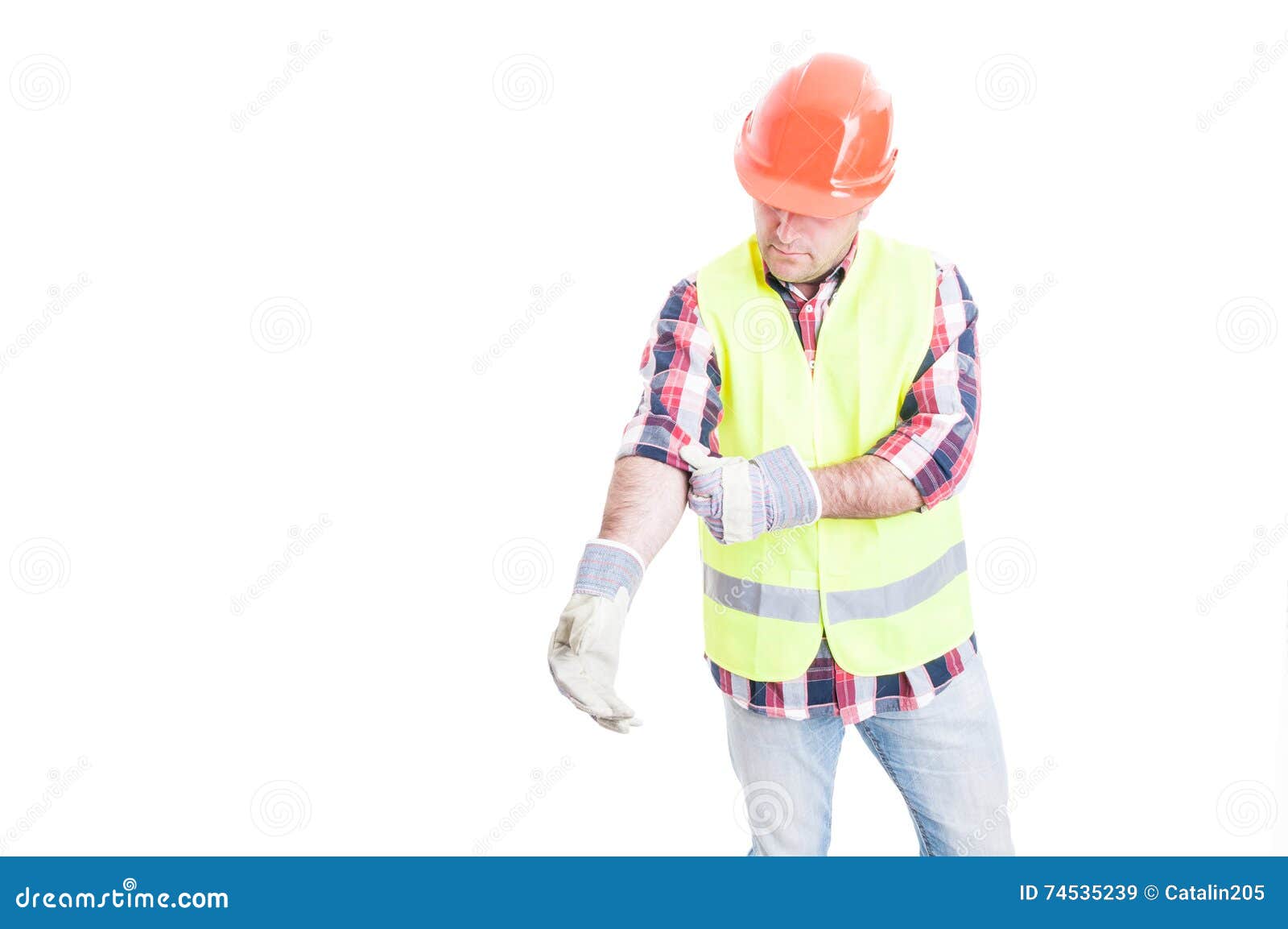 Male Builder at Work in Protection Clothes Stock Image - Image of