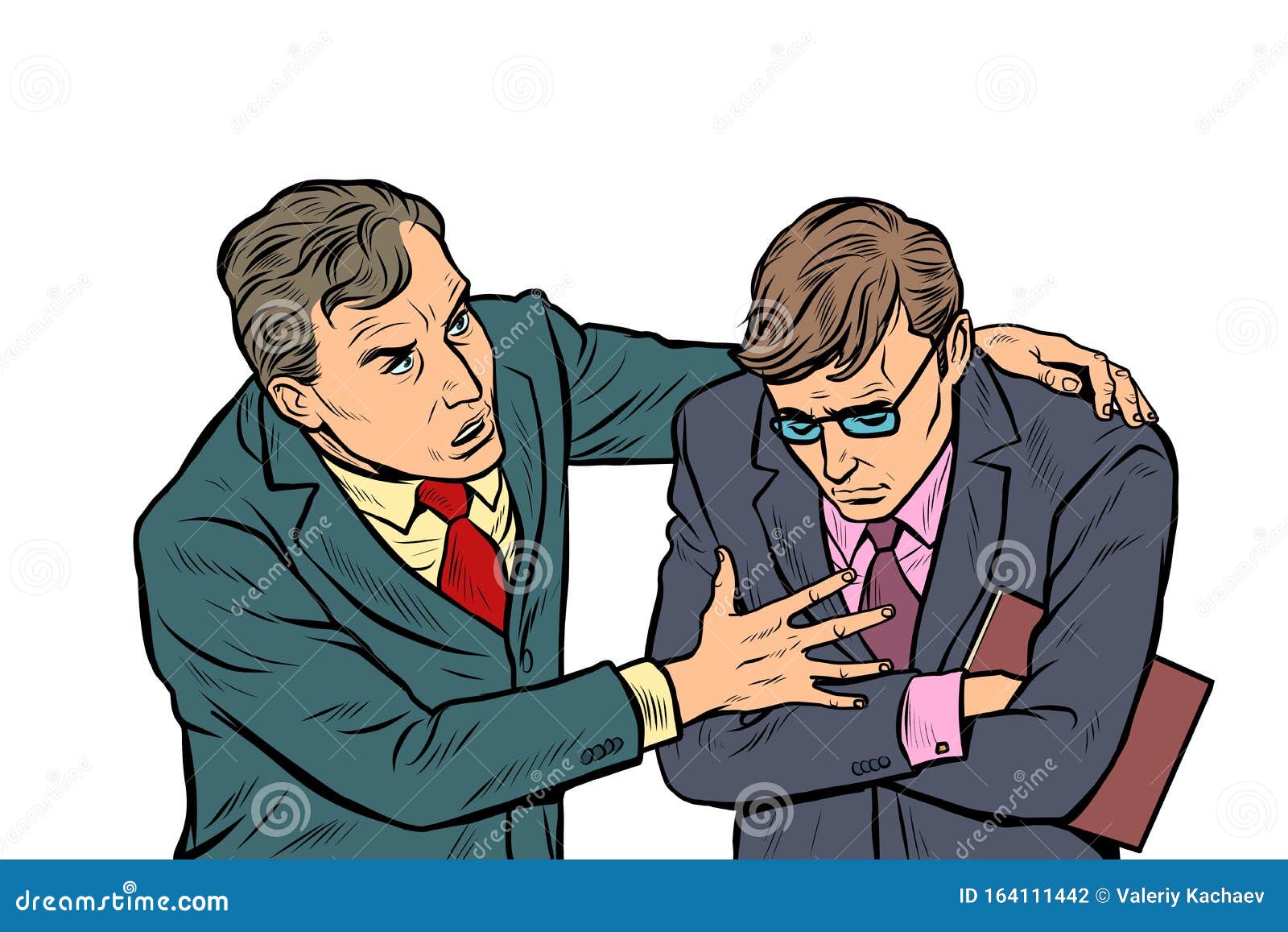 male businessman consoling colleague