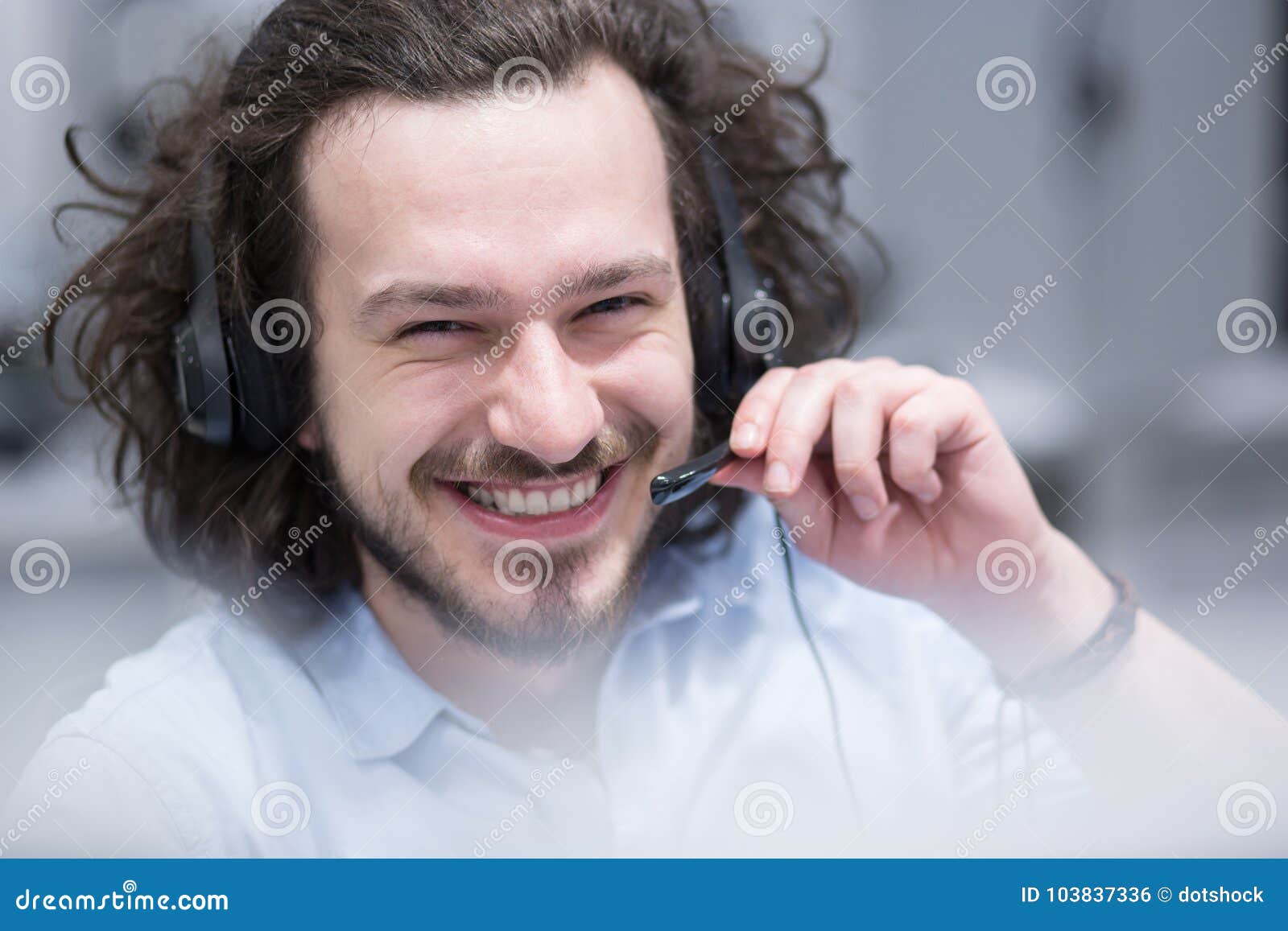 Male Call Centre Operator Doing His Job Stock Photo Image of
