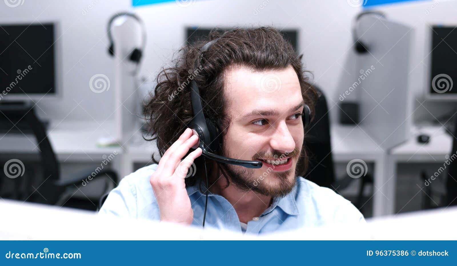 Male Call Centre Operator Doing His Job Stock Photo Image of people