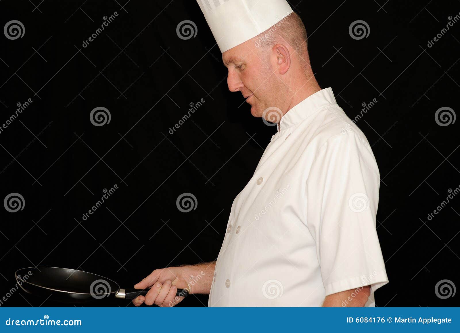 Male chef with frying pan stock photo. Image of tool, smiles 6084176