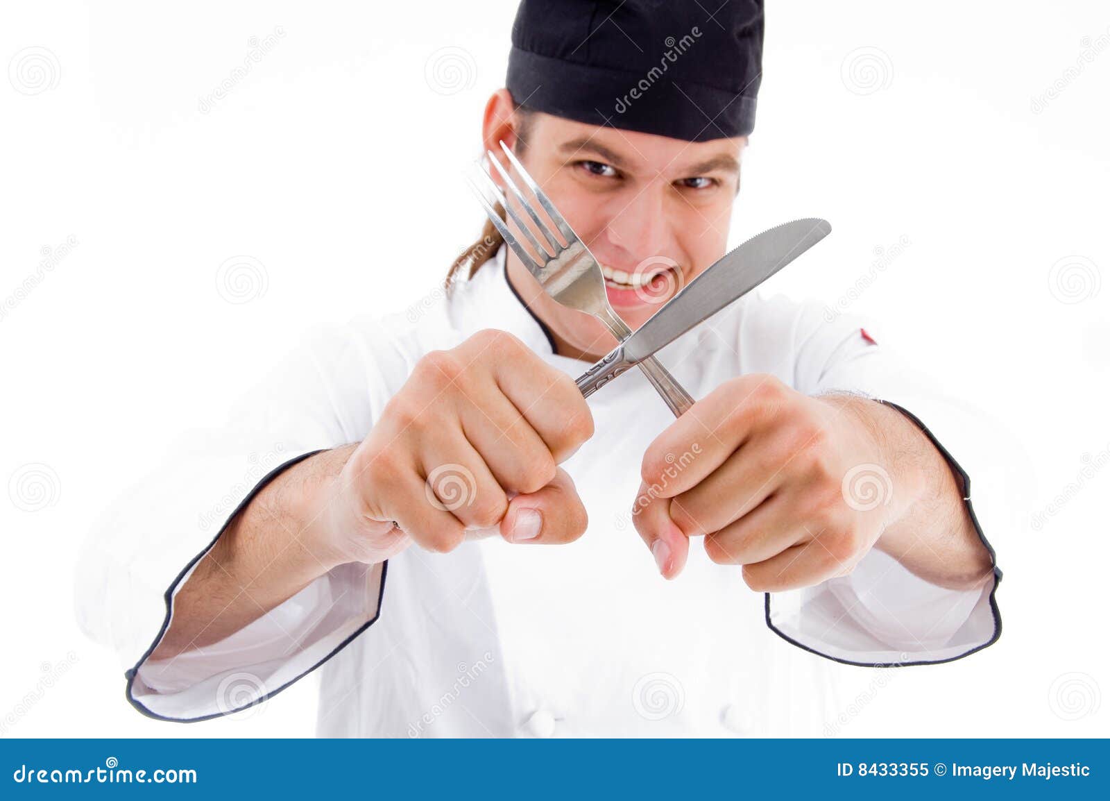 Male Chef Holding Knife And Fork Royalty Free Stock Photo Image 8433355