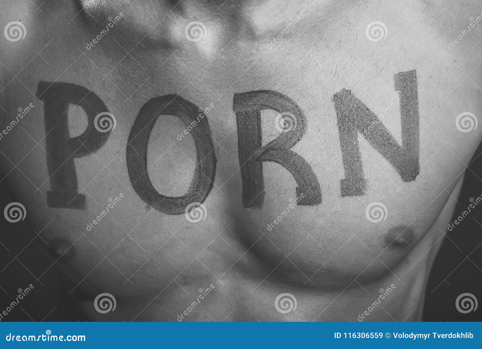 Porntext Xxx - Male chest with text stock image. Image of body, abdominal - 116306559