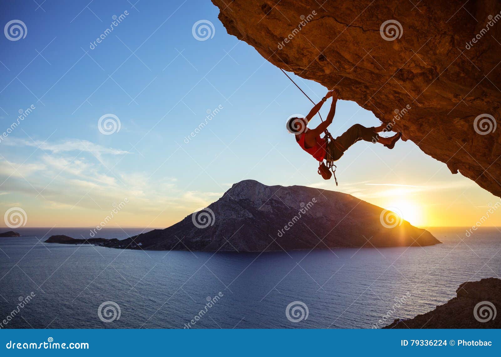 male climber on overhanging rock