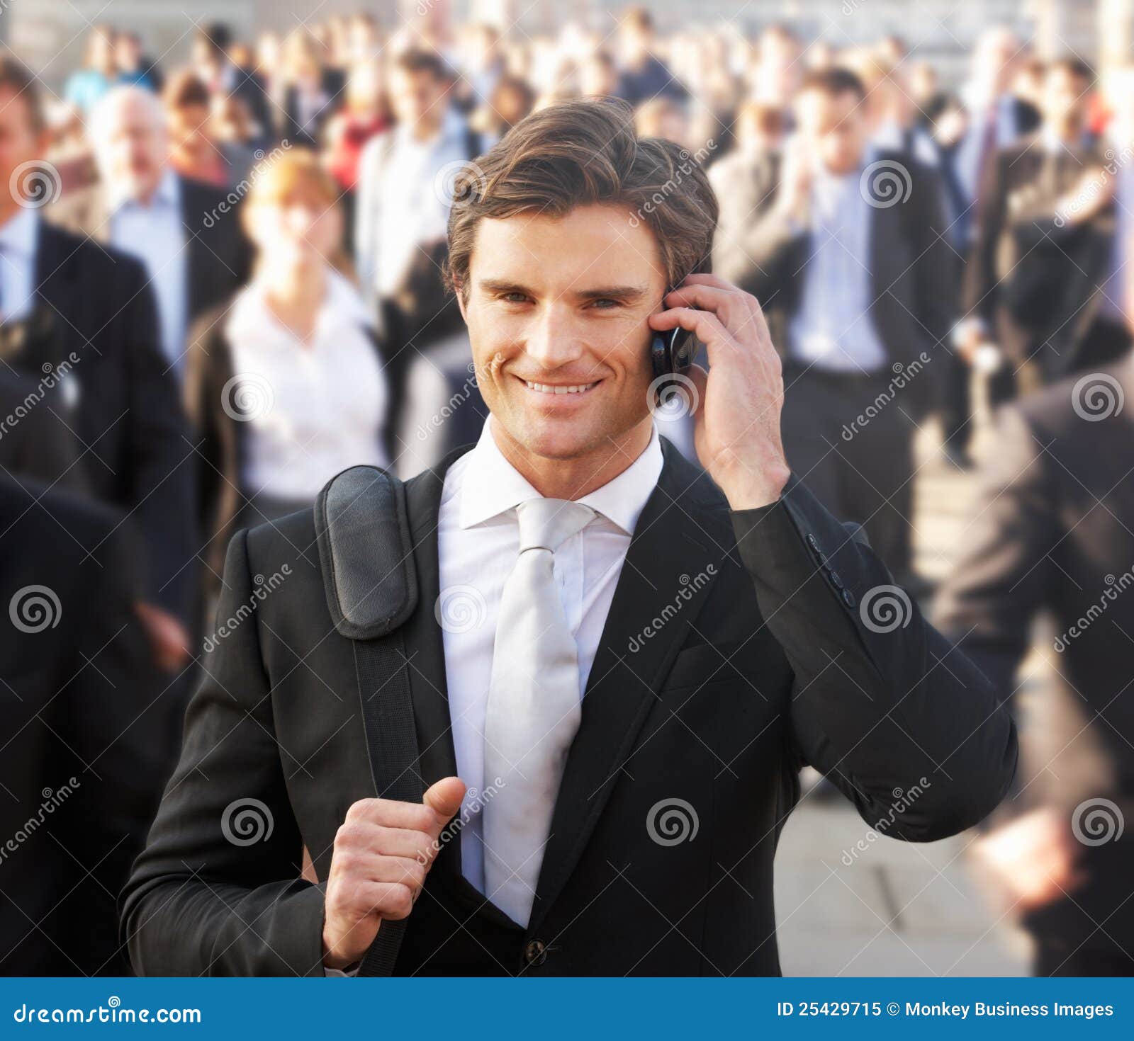 male commuter in crowd