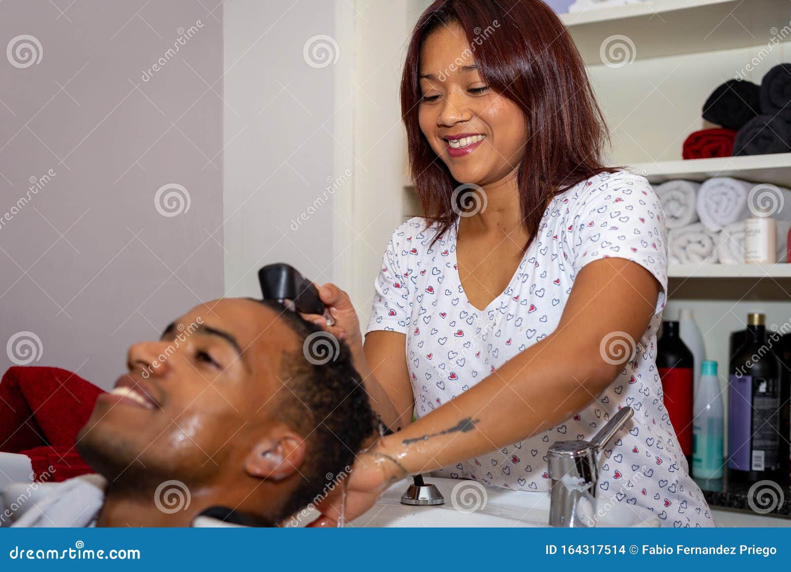 Hair Wash. Hairdresser Washing Manâ€™s Hair in Beauty Salon. Male in Barber  Shop Stock Photo - Image of hair, hairstylist: 164317514